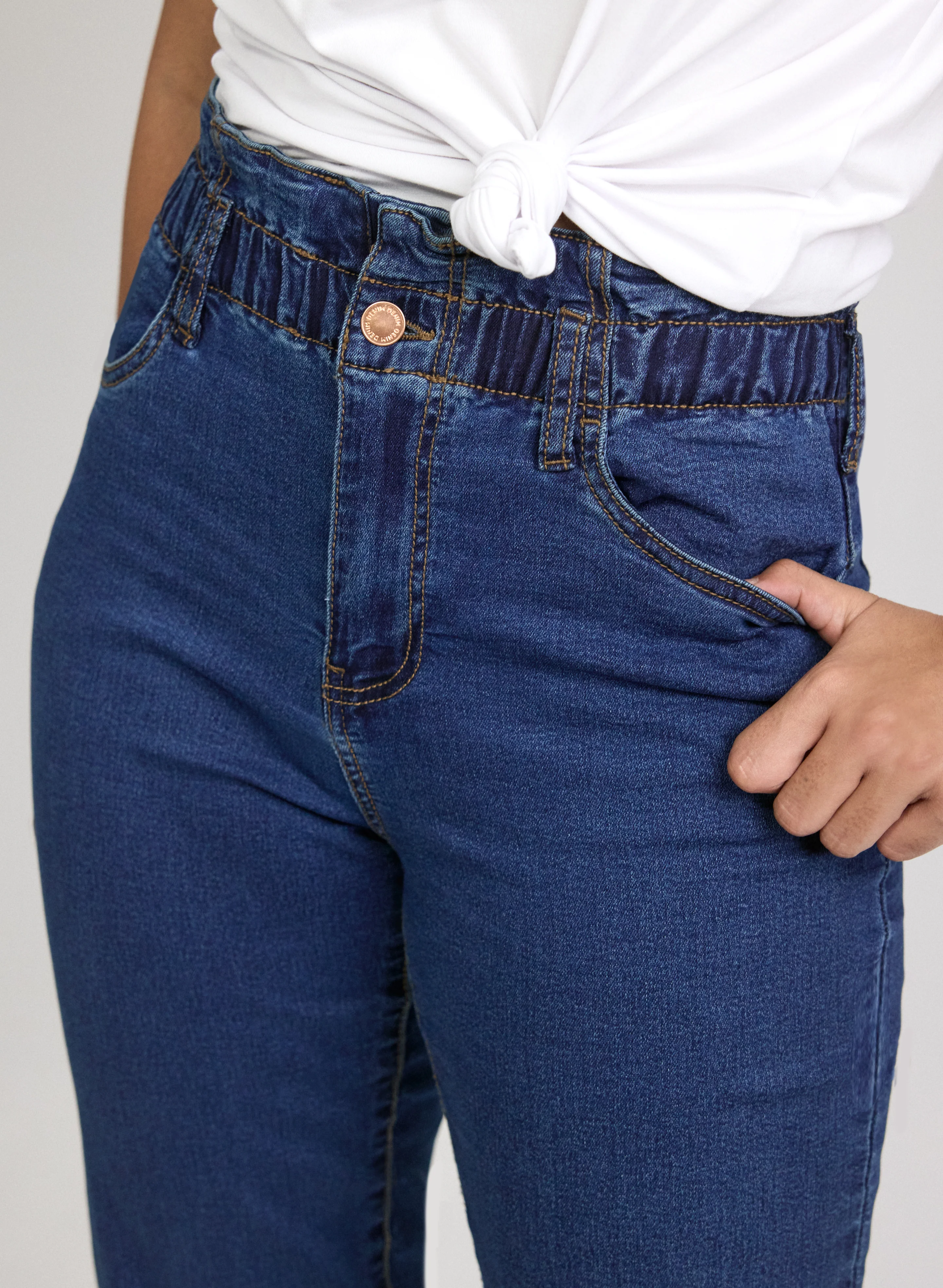 Elasticized Mid-Rise Jeans - Image 2