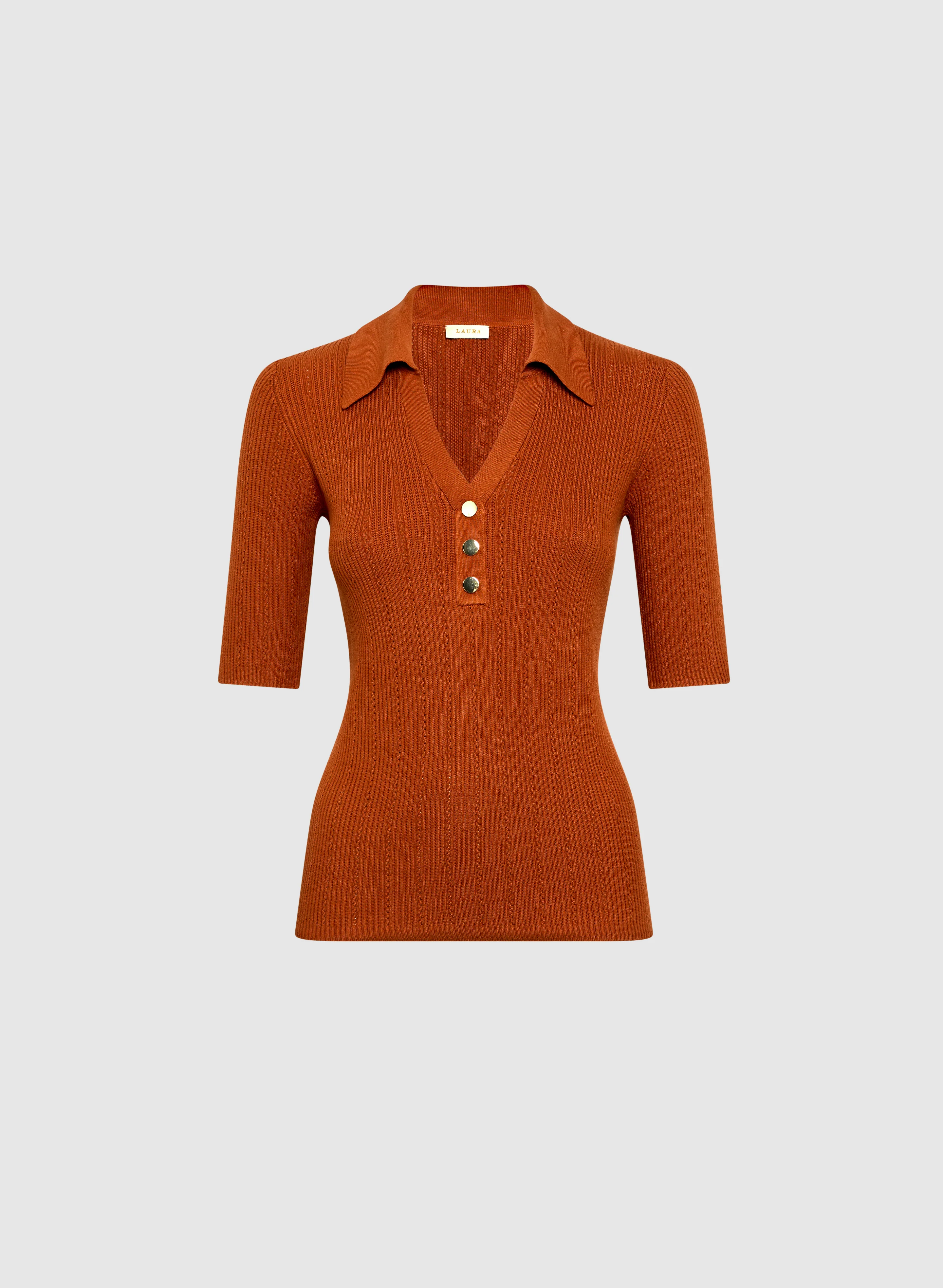 Elbow Sleeve Pointelle Knit Sweater - Image 6