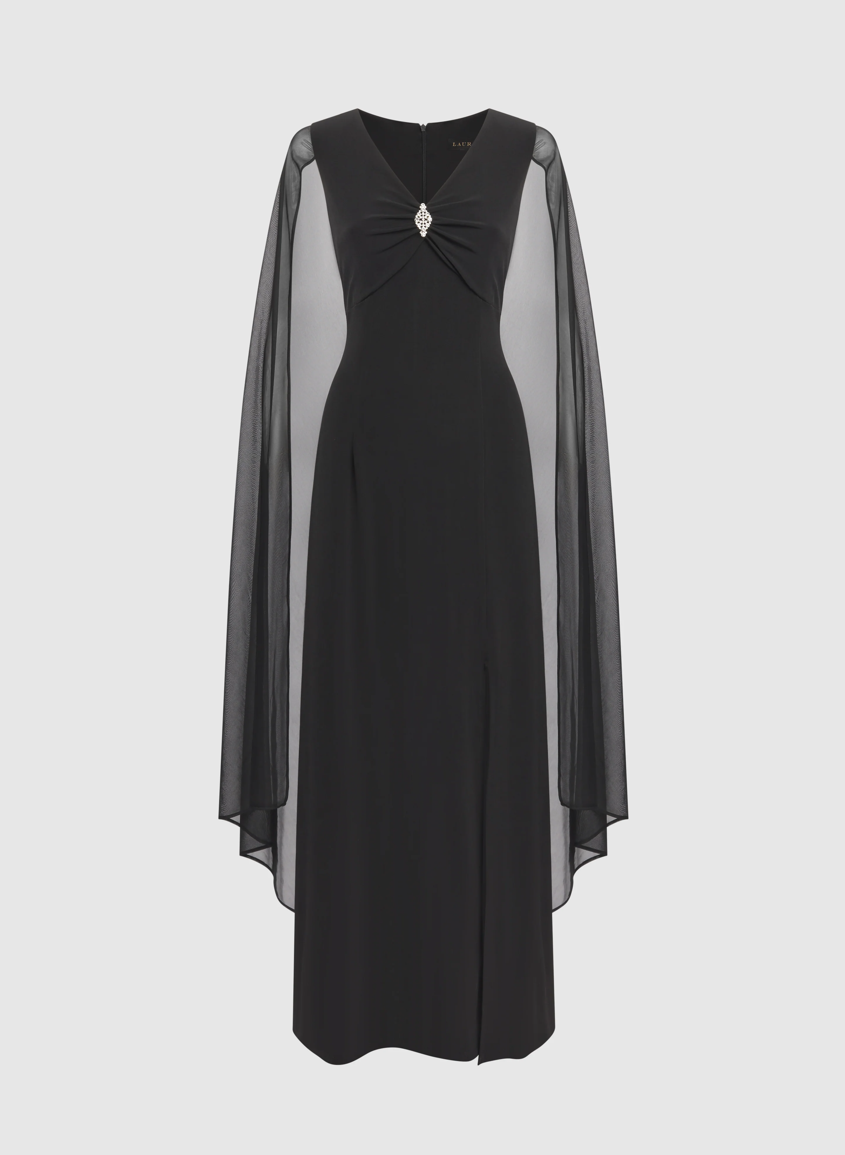 Embellished Chiffon Cape Dress - Image 6