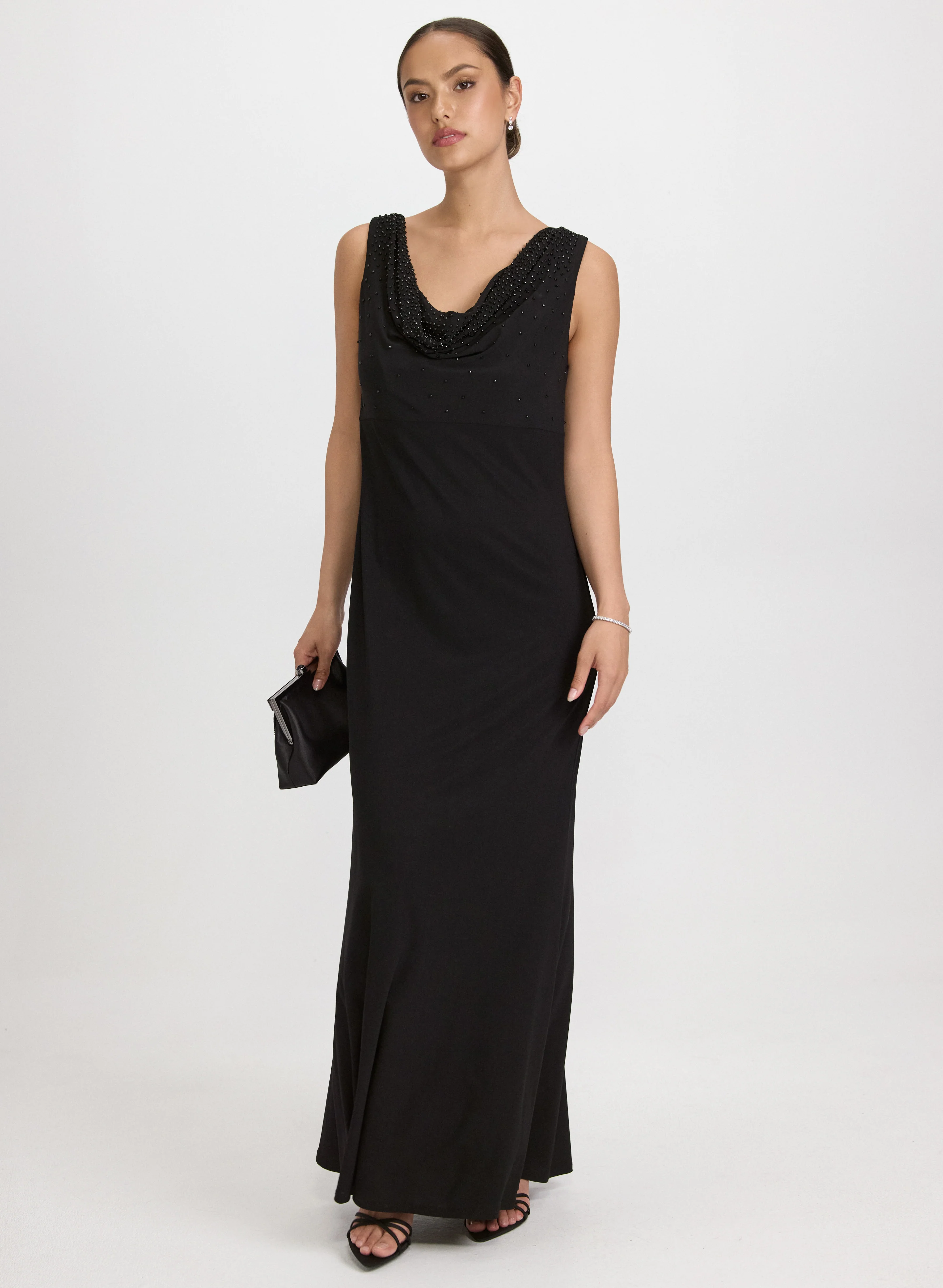 Embellished Cowl Neck Dress
