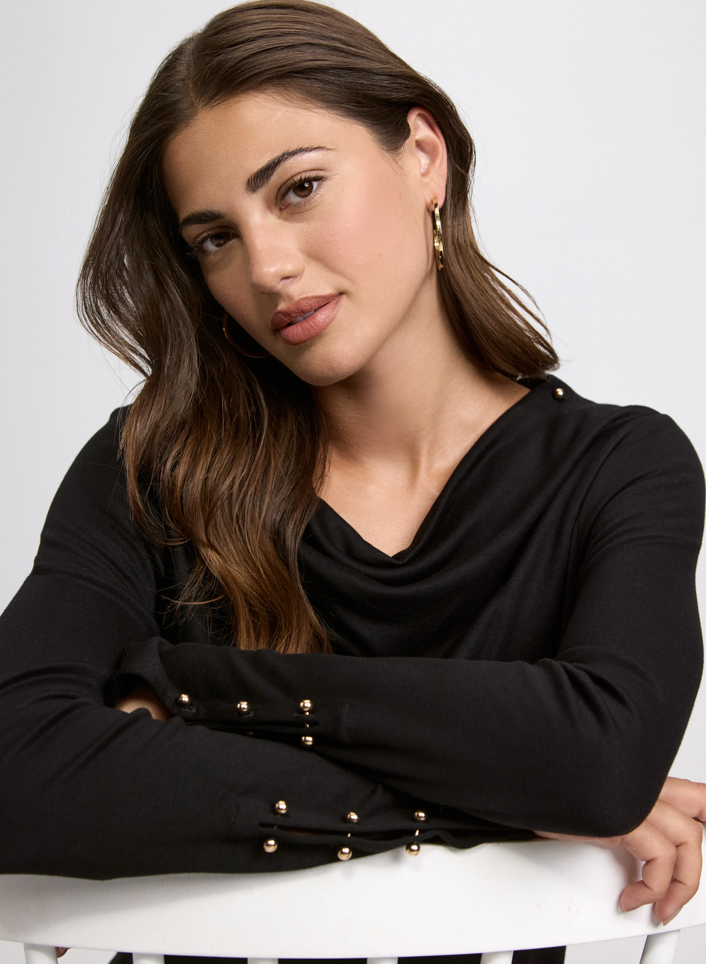 Embellished Cowl Neck Top - Image 2