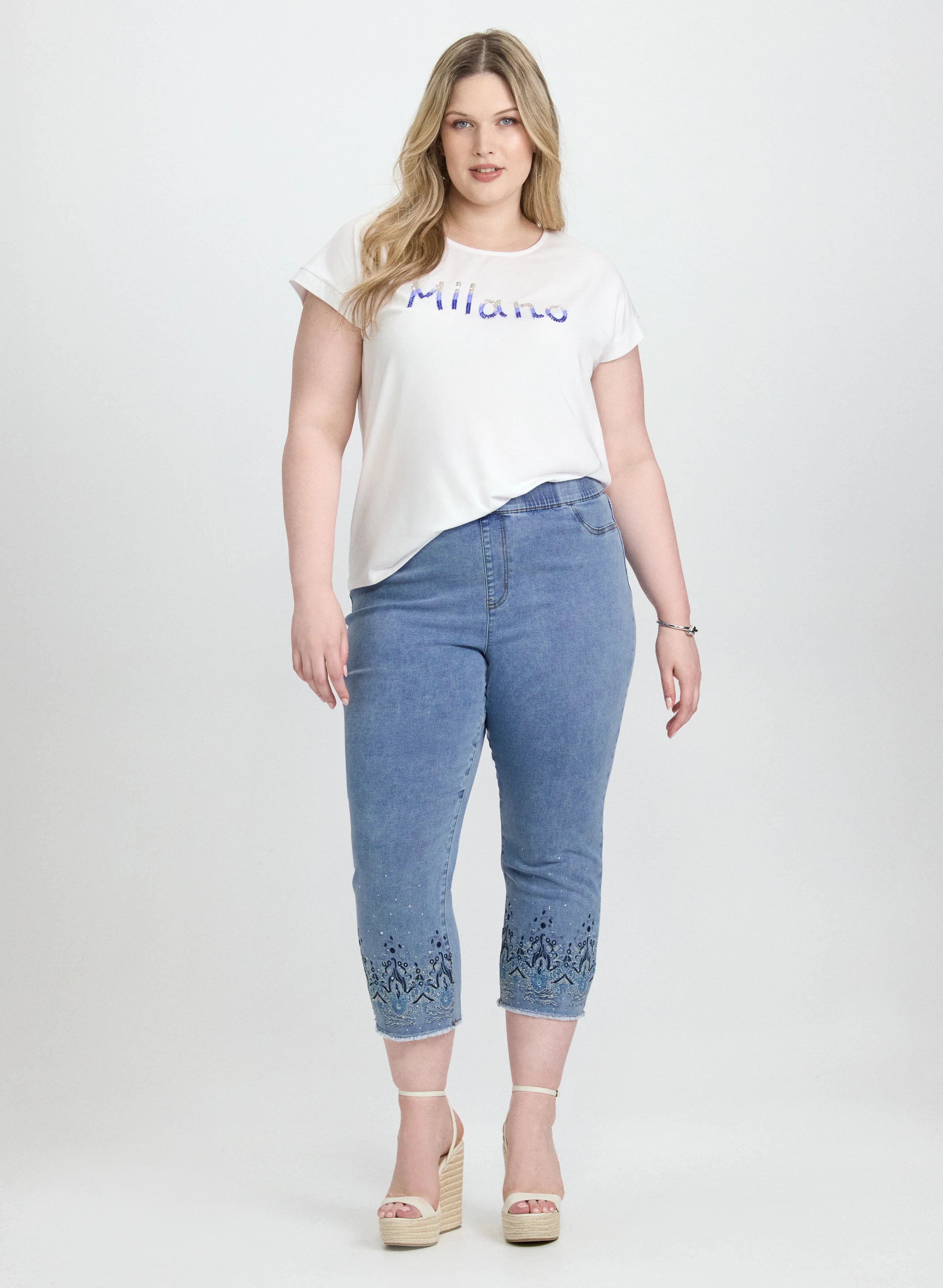 Embellished Denim Capris - Image 3