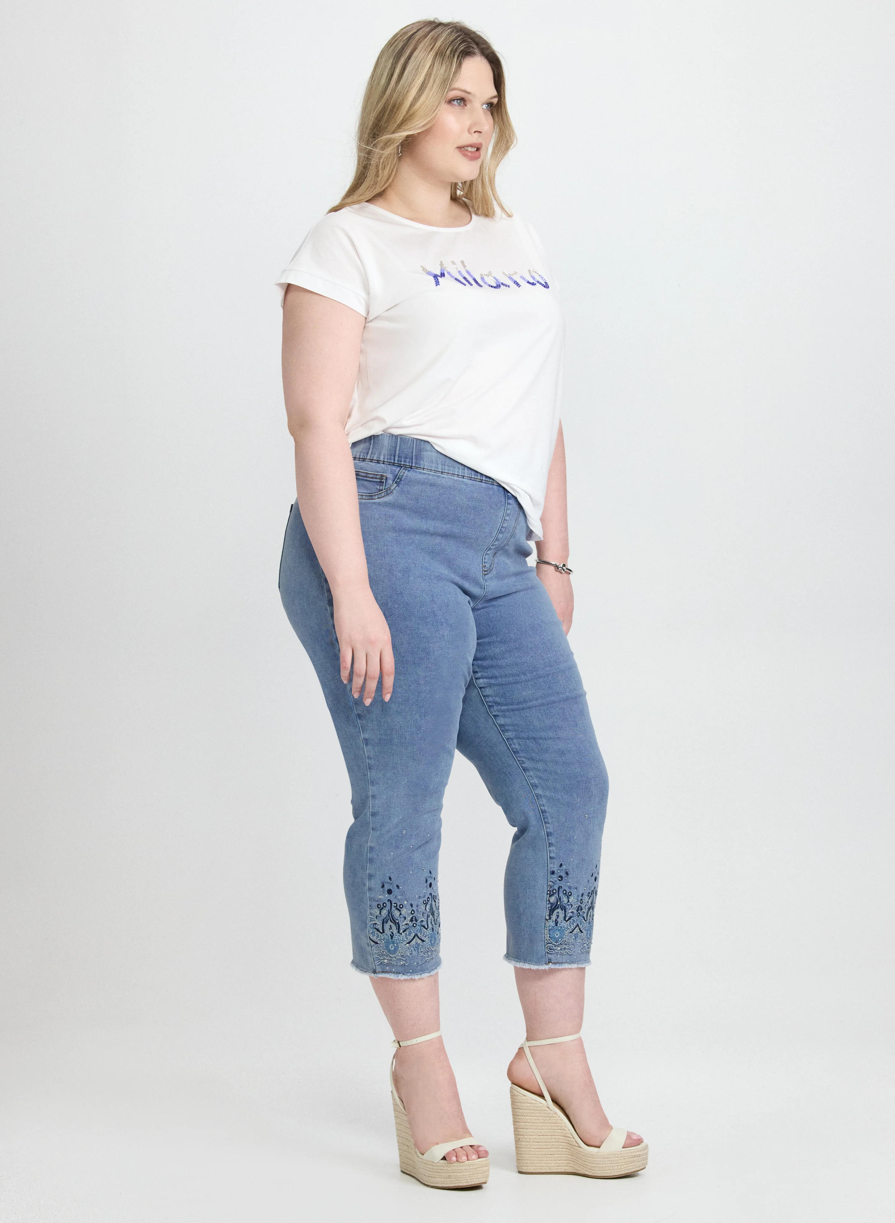 Embellished Denim Capris - Image 5