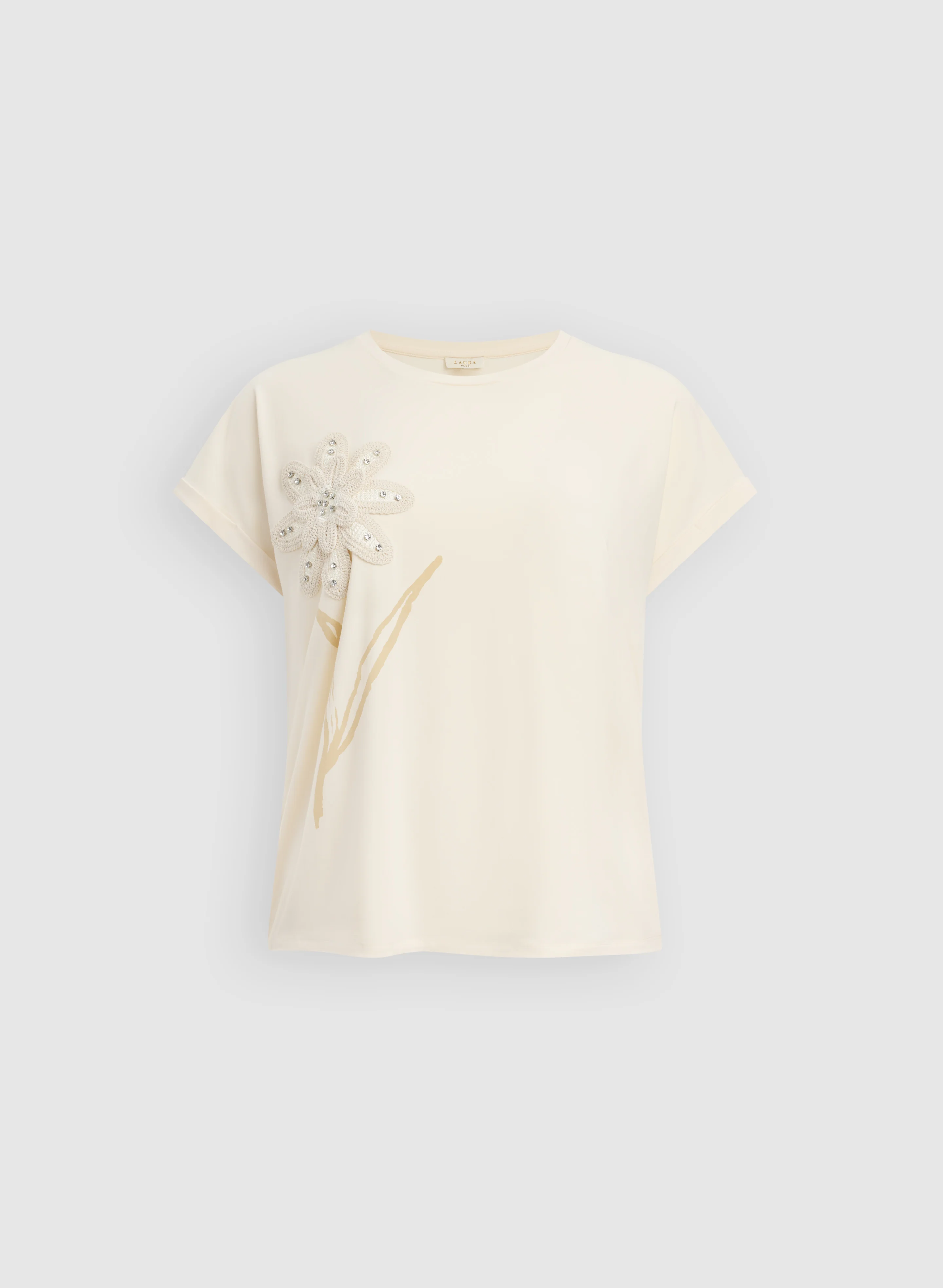 Embellished Floral Appliqué T-Shirt - Image 6