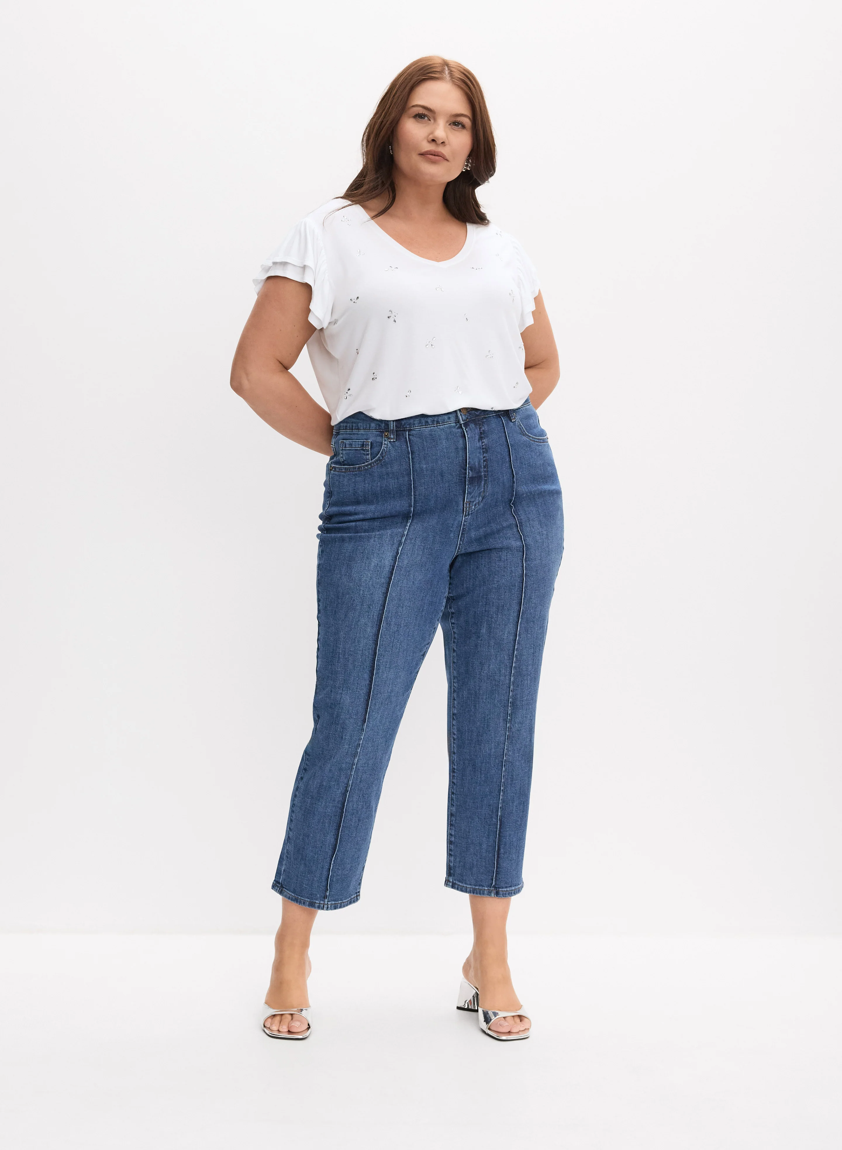 Melanie Lyne - Embellished Flutter Sleeve T-Shirt - Image 3