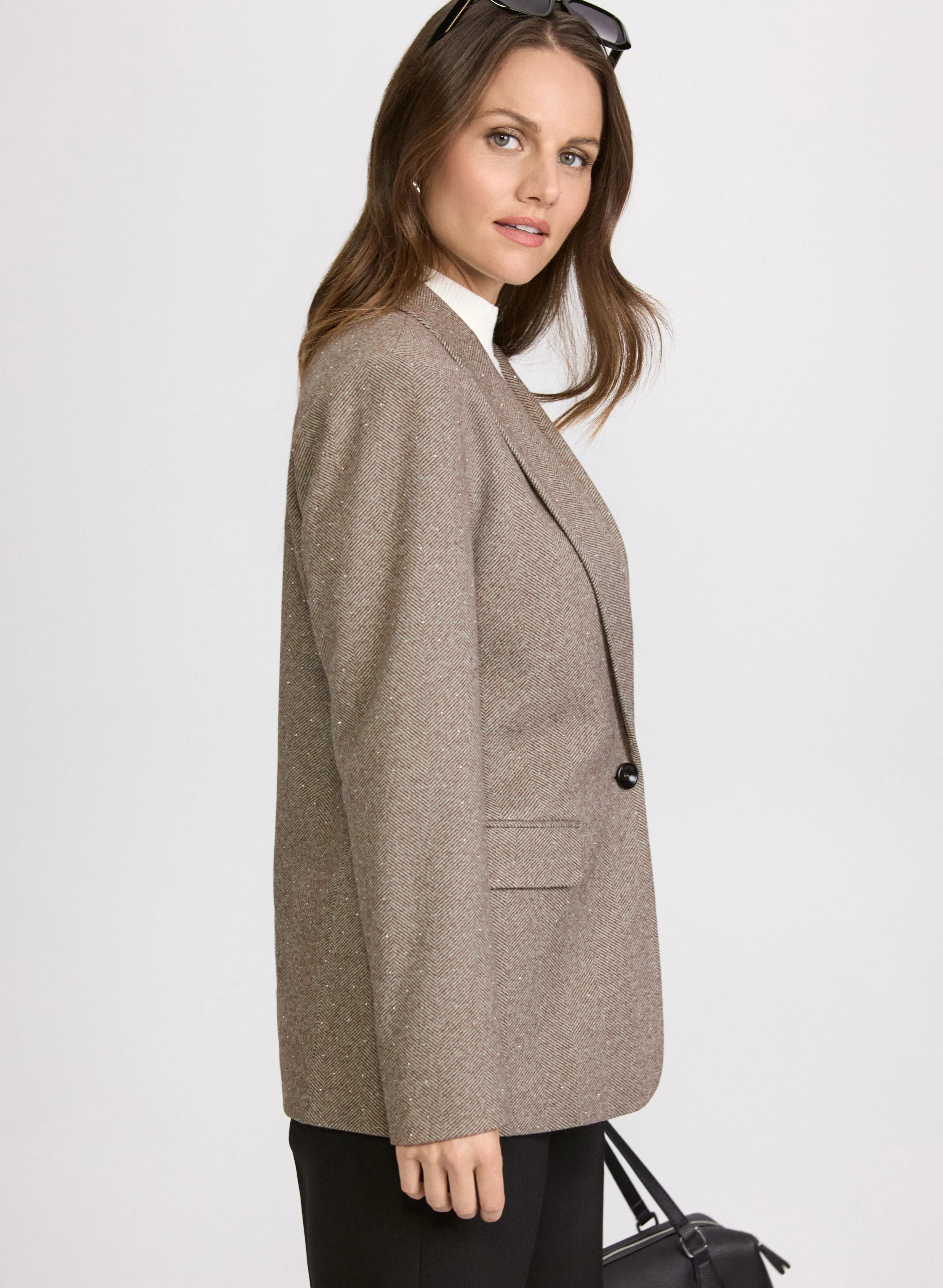 Embellished Herringbone Blazer - Image 2