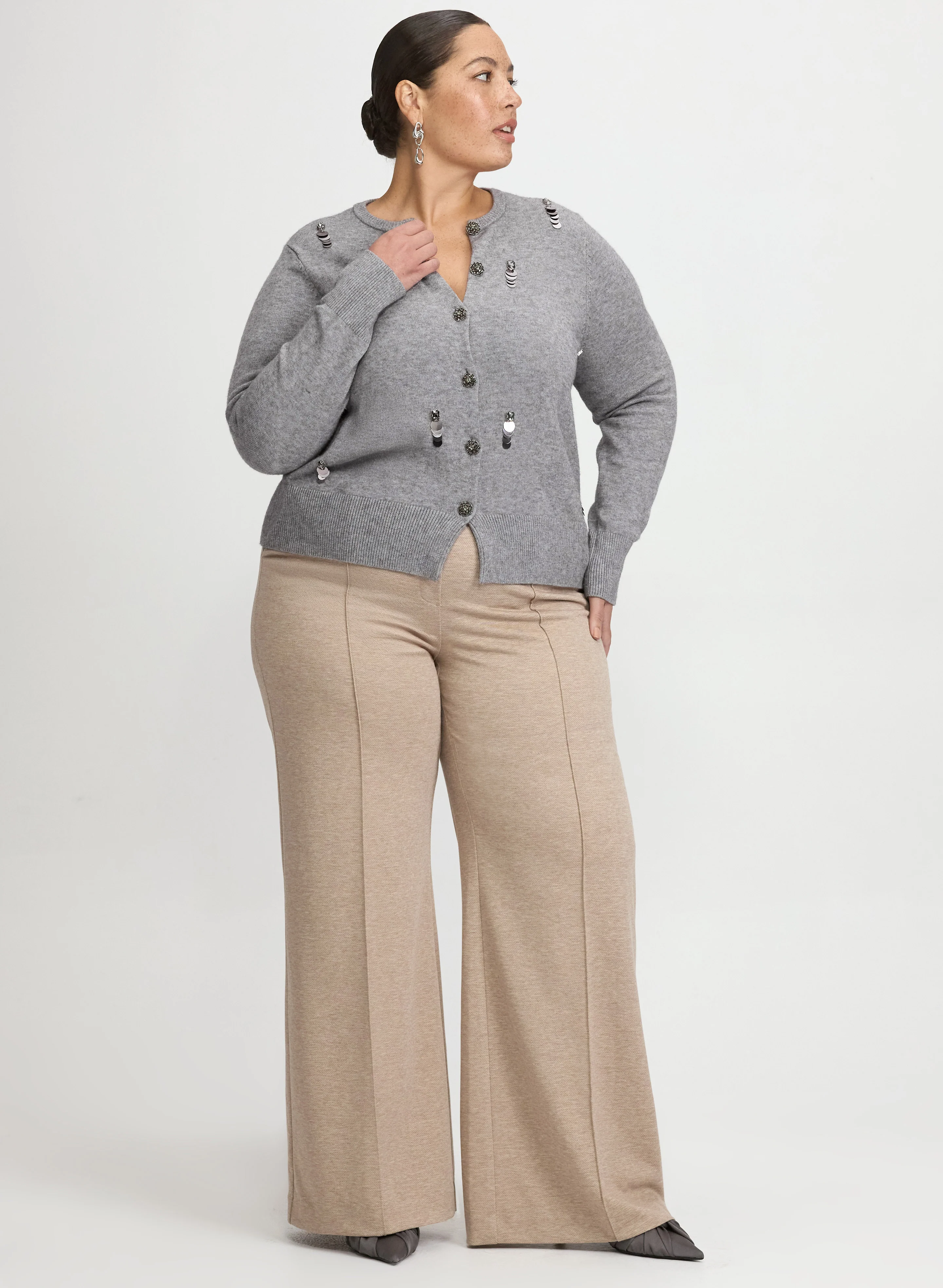 Embellished Jeweled Button Cardigan - Image 6