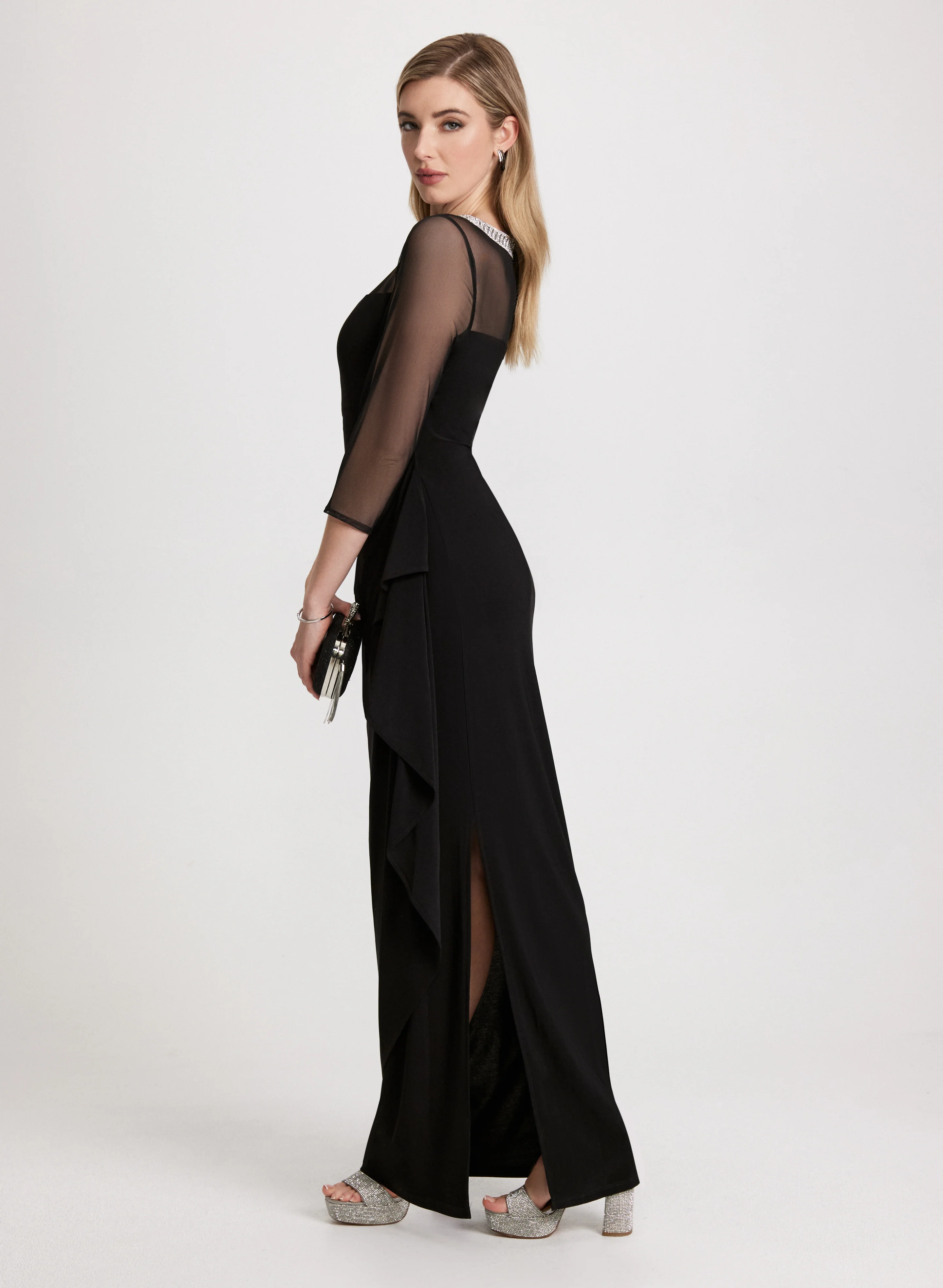 Embellished Neckline Jersey Dress - Image 2