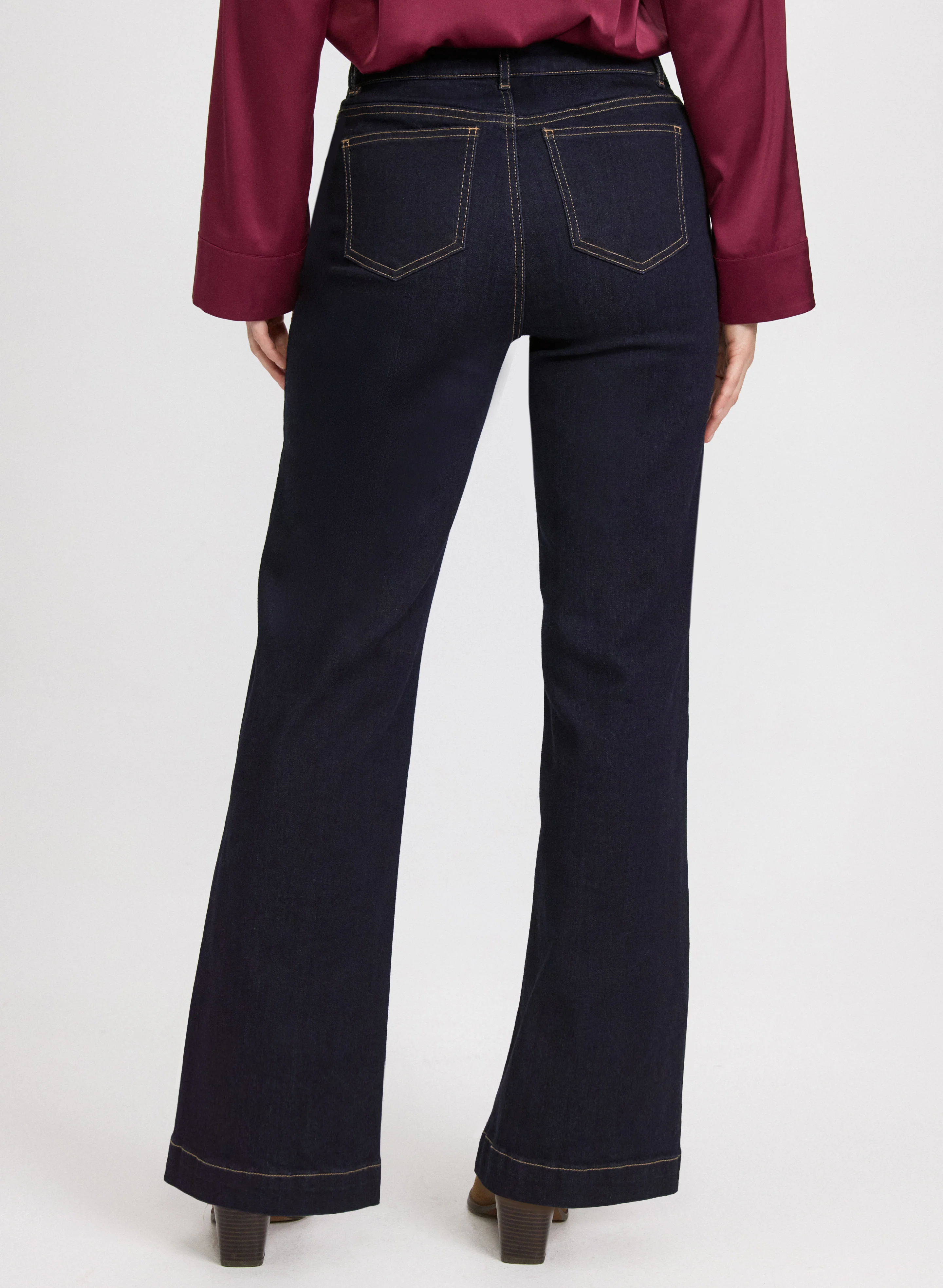 Embossed Button Detail Jeans - Image 4