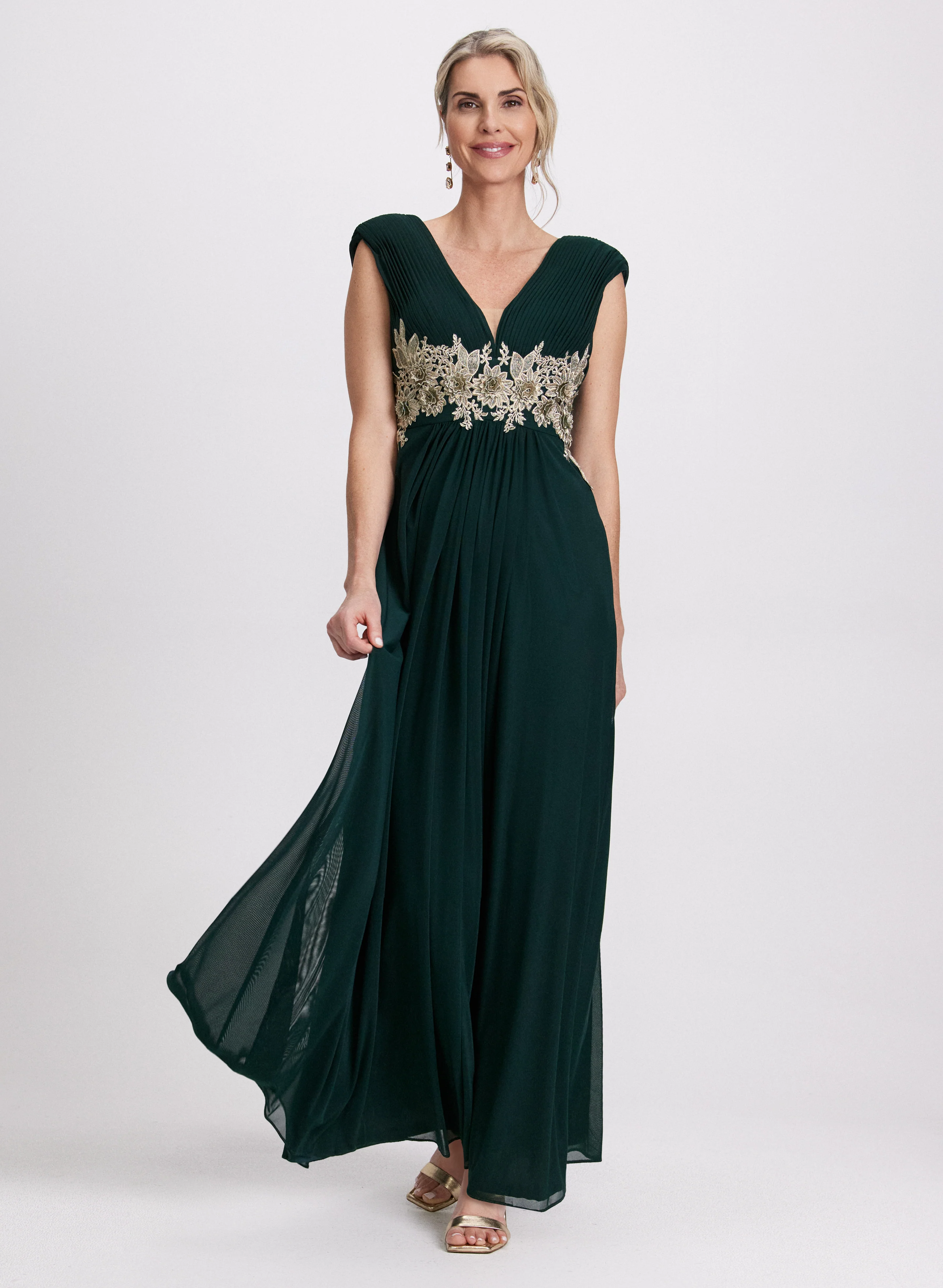 Embroidered Appliqué Maxi Dress