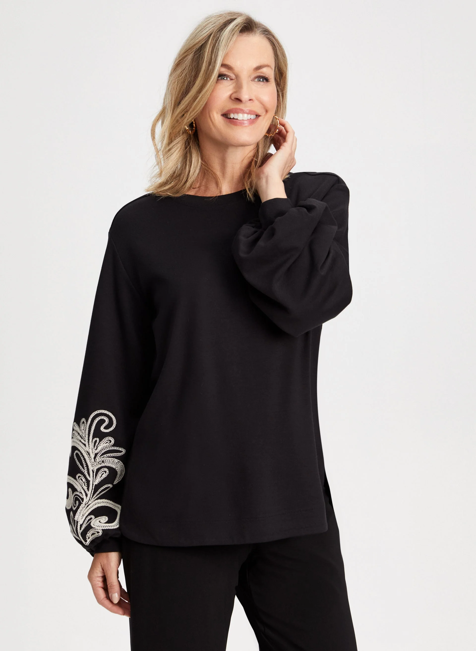 Paisley Print Puffed Sleeve Top - Image 2