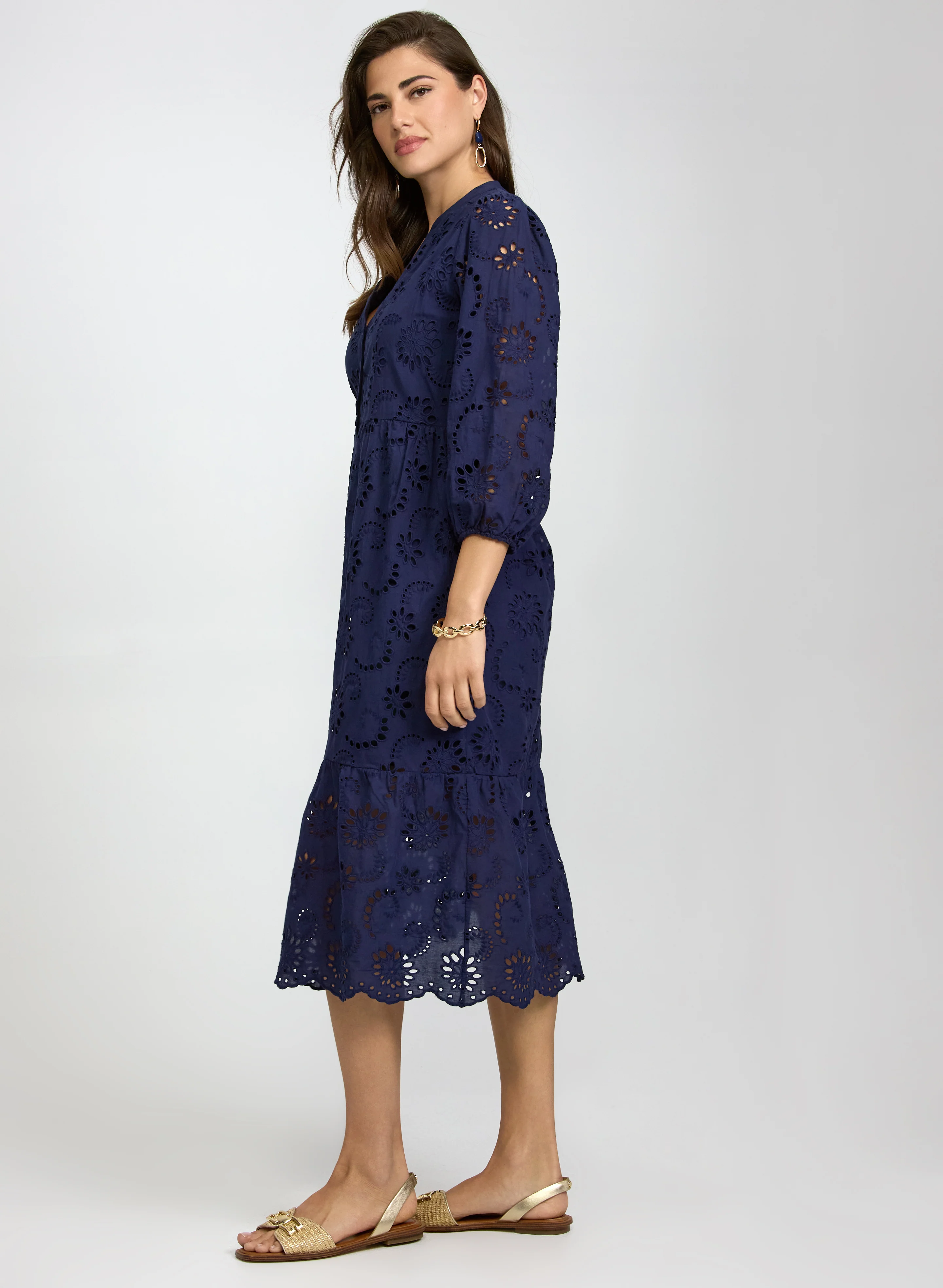 Embroidered Button-Down Midi Dress - Image 2