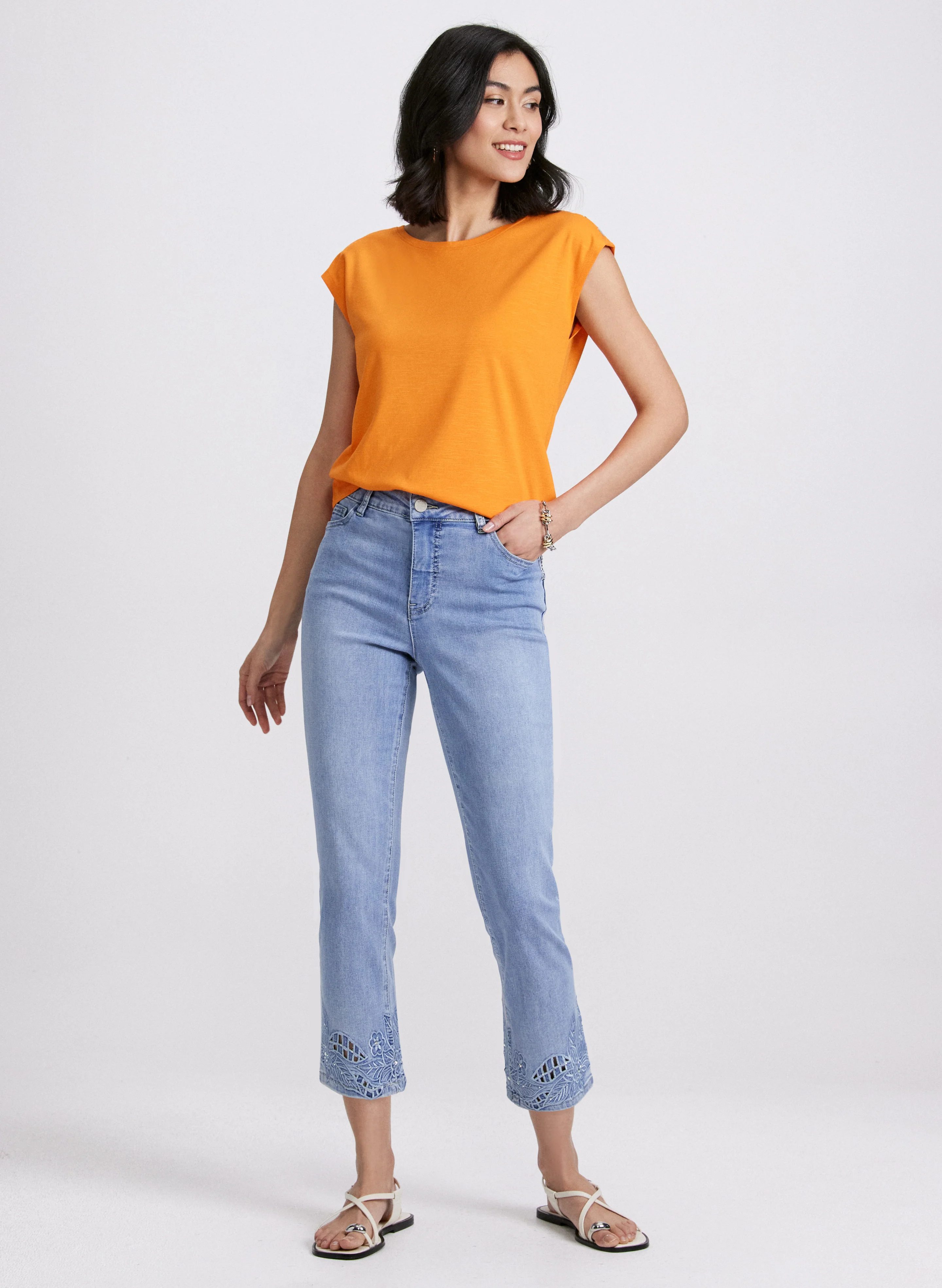 Embroidered Capri Jeans - Image 5