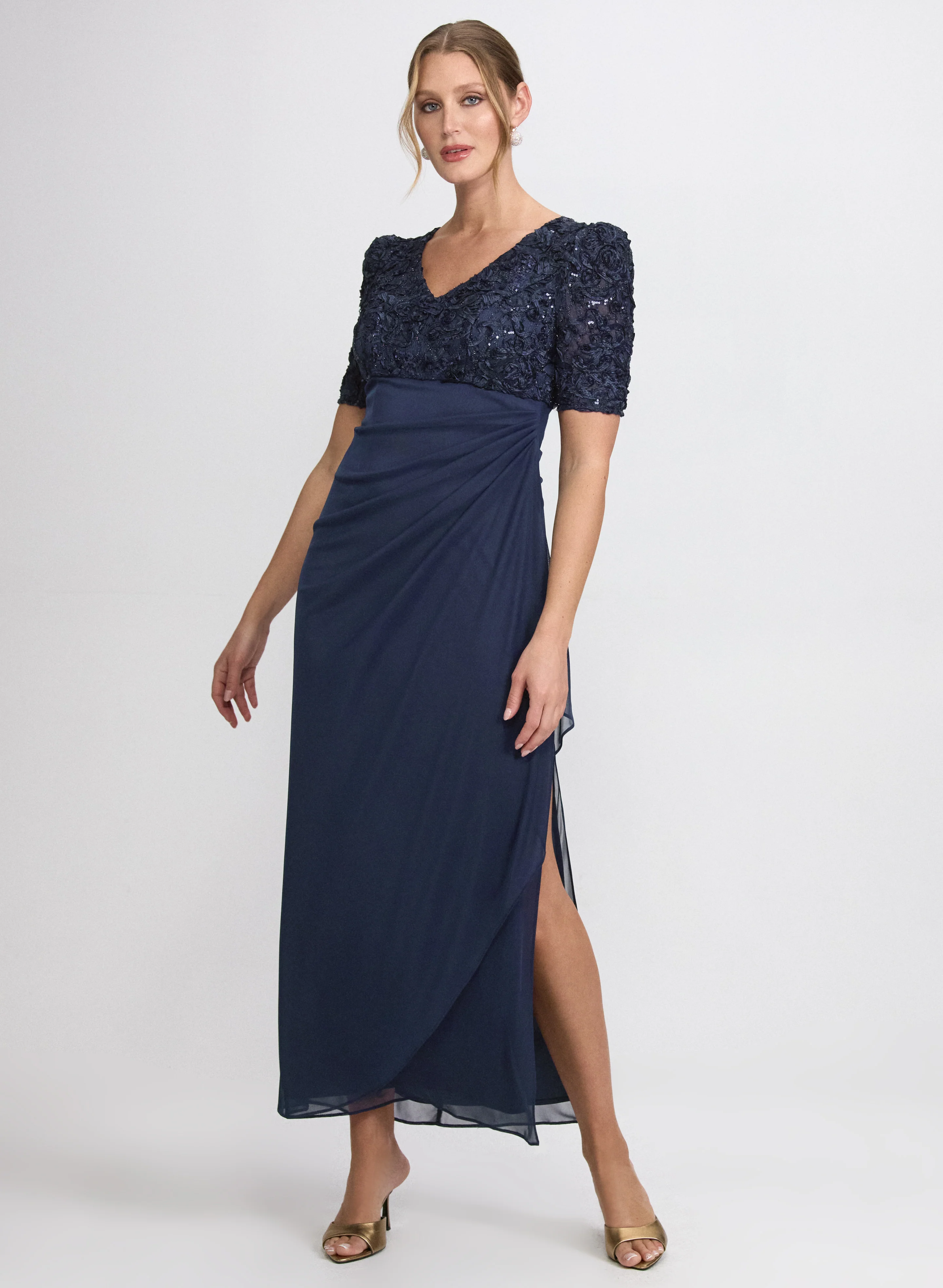 Embroidered Empire Waist Dress
