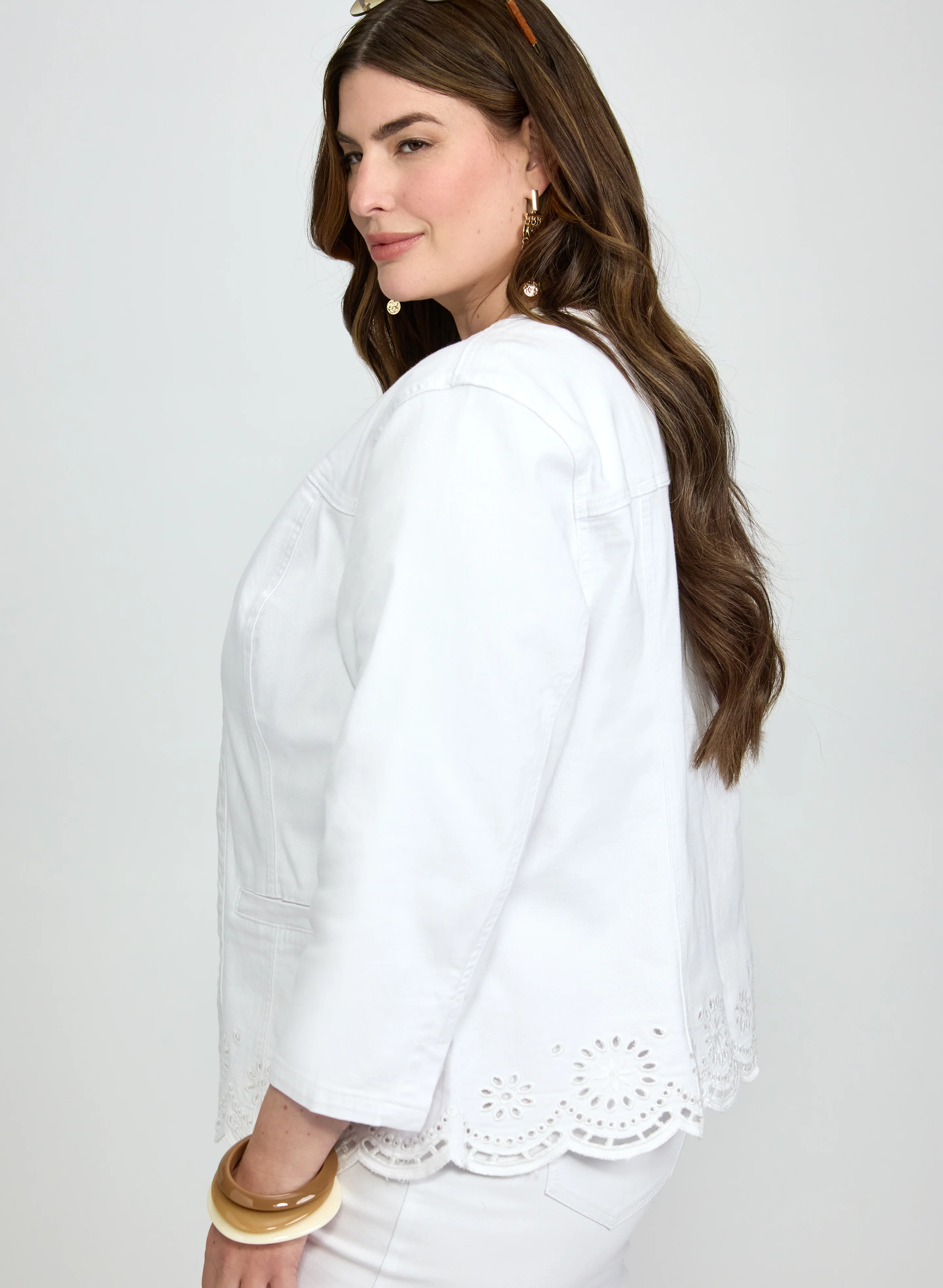 Embroidered Hem Denim Jacket - Image 2