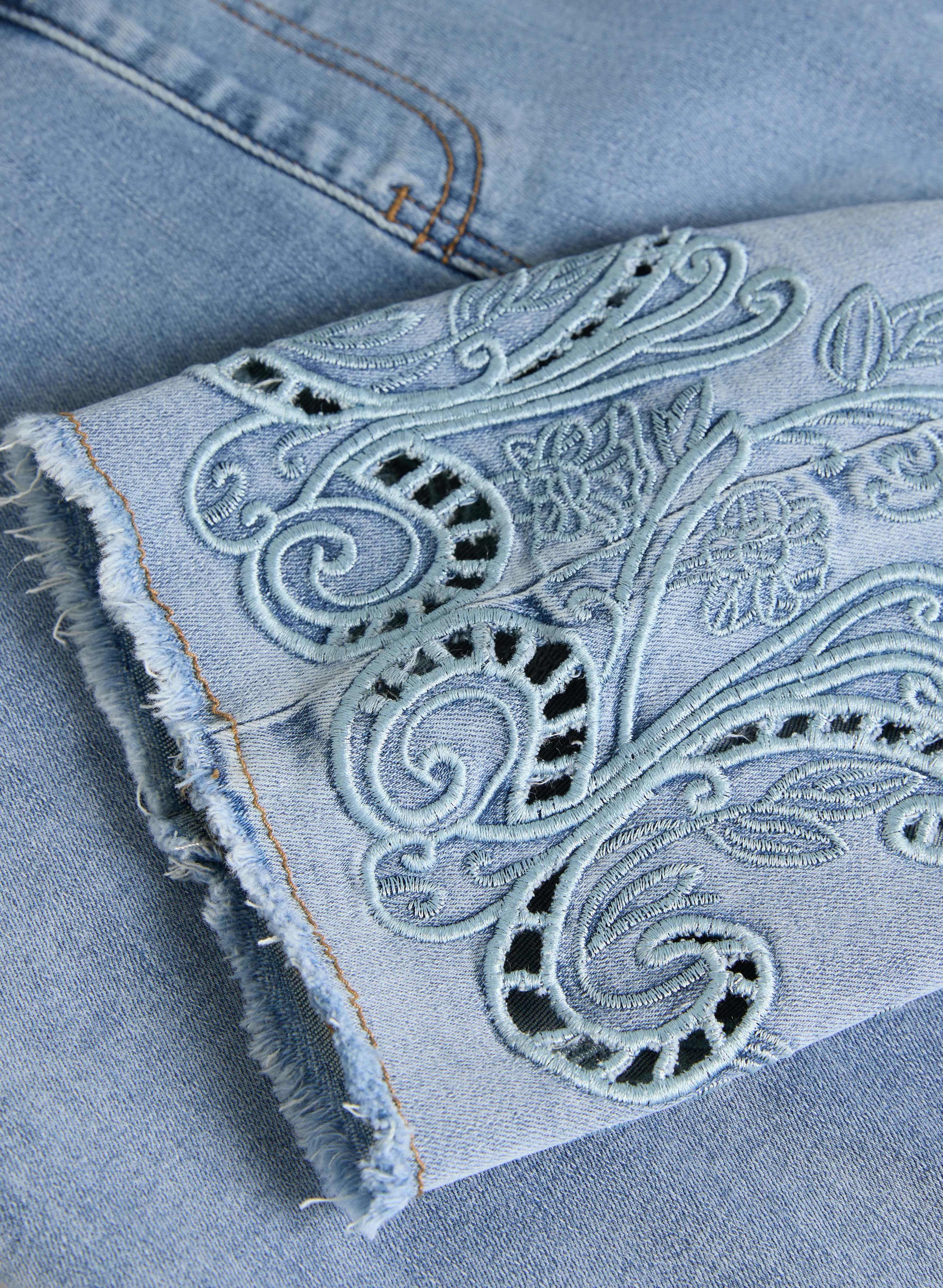 Embroidered Hem Jeans - Image 7