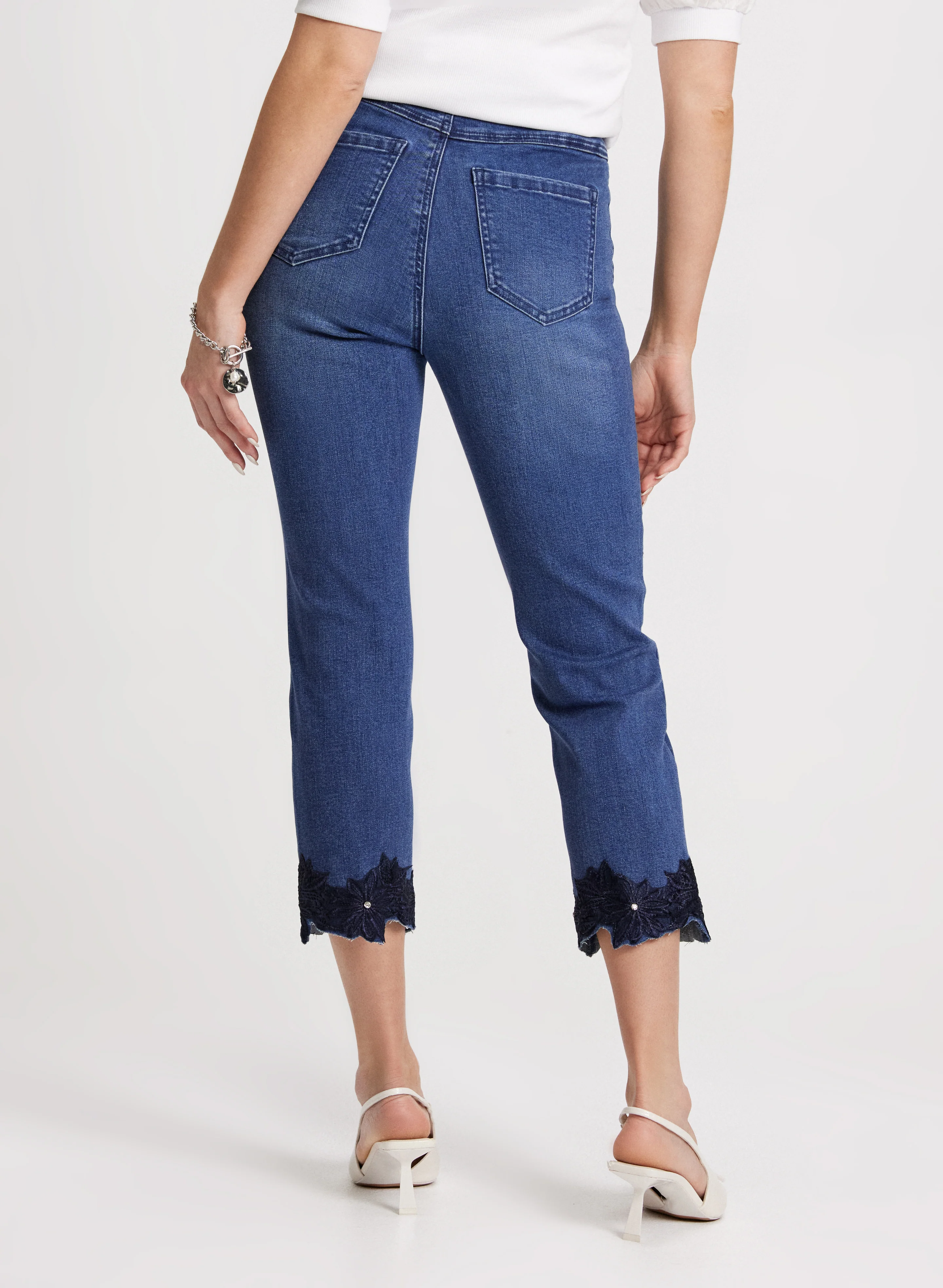 Embroidered Hem Straight Leg Jeans - Image 2