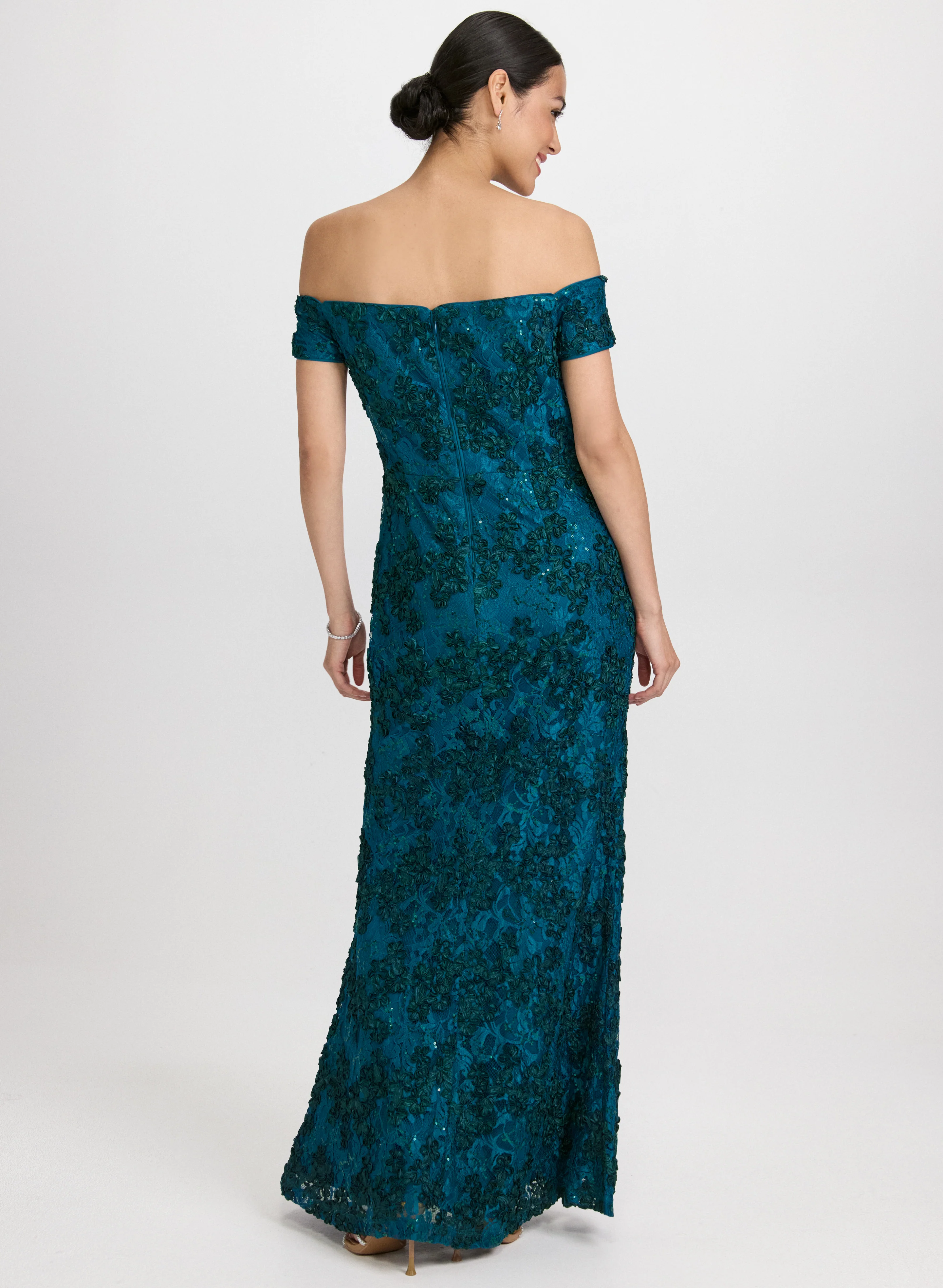 Embroidered Lace Off-Shoulder Dress - Image 2