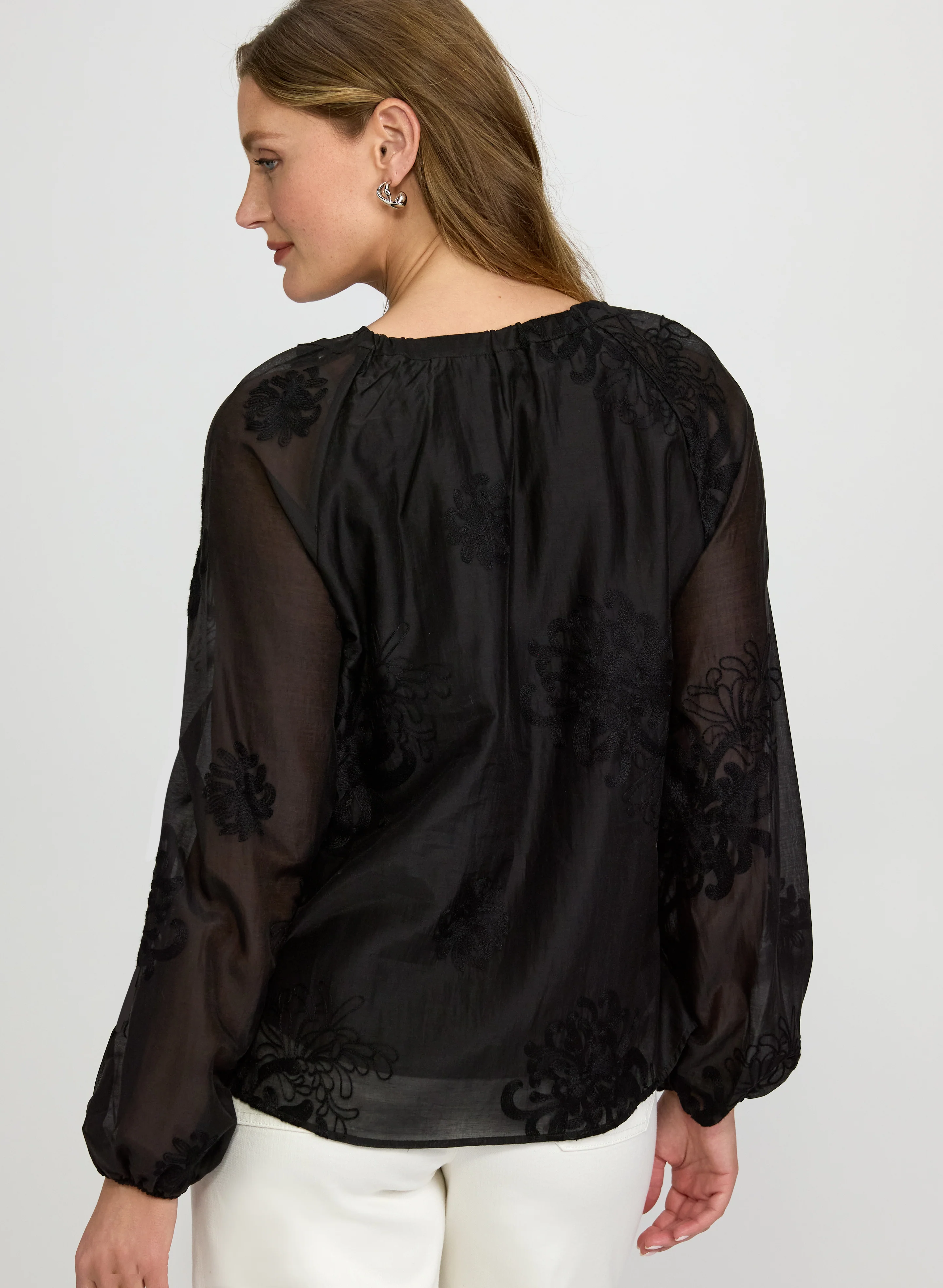 Embroidered Long Sleeve Blouse - Image 4