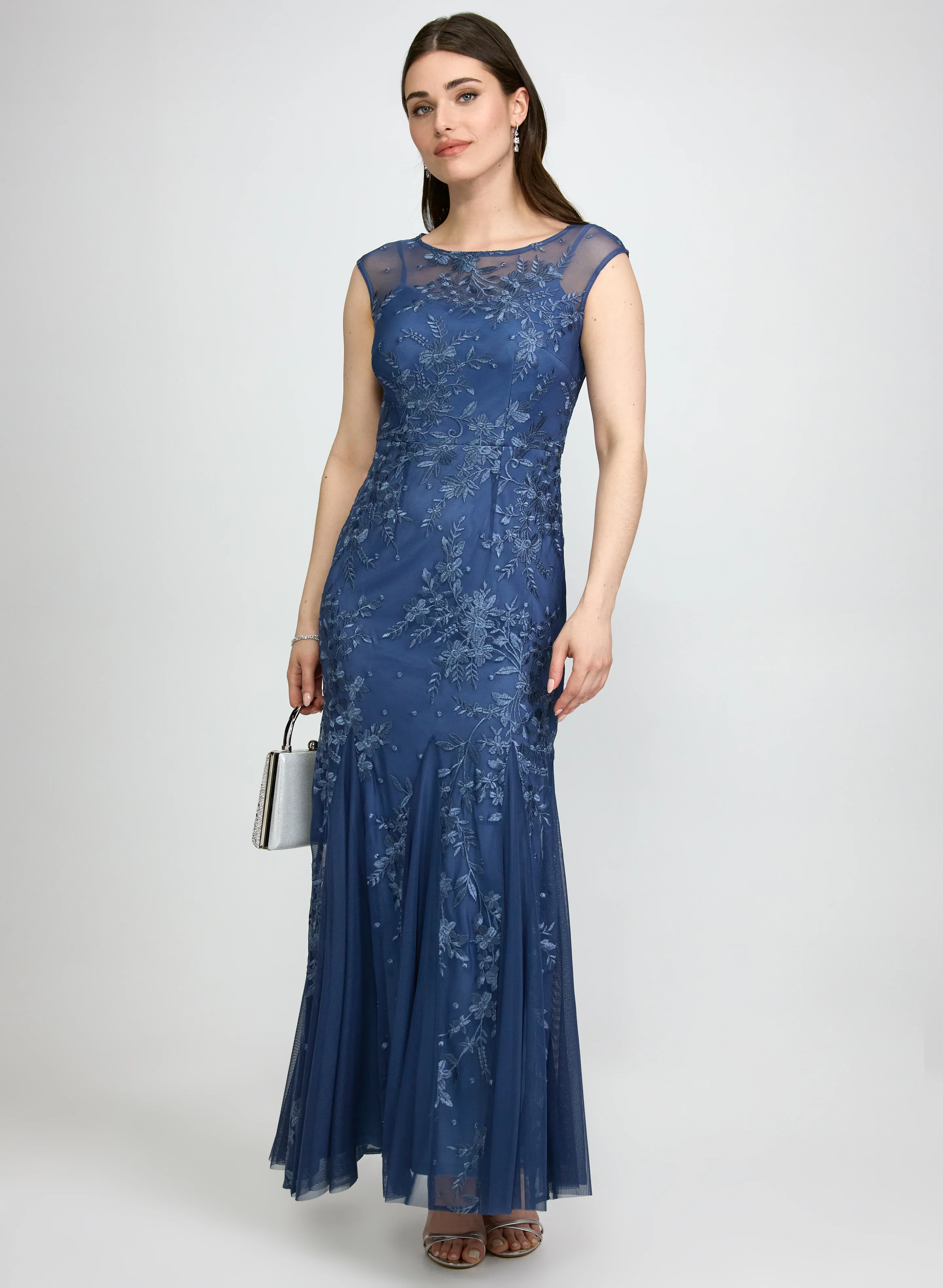 Embroidered Mesh Dress