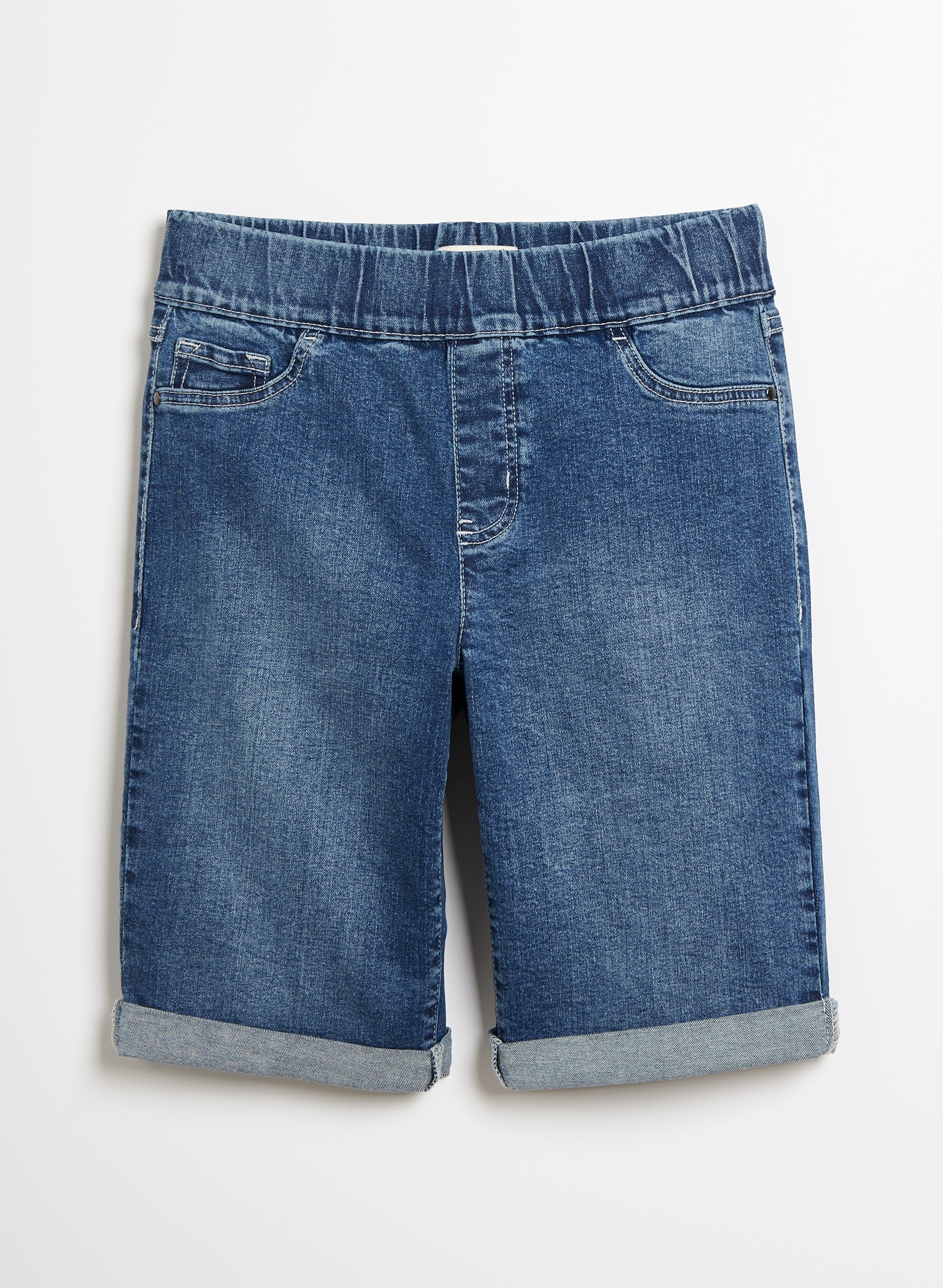 Embroidered Pull-On Denim Shorts - Image 5