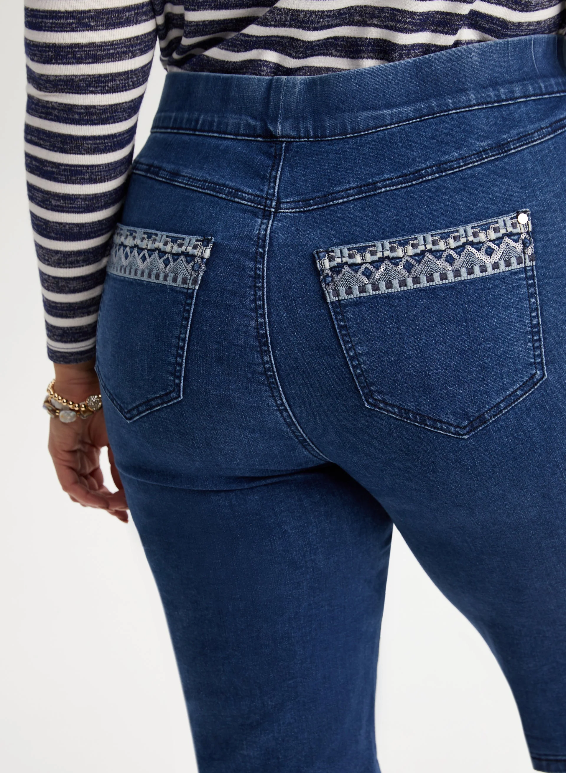 Embroidered Pull-On Jean Shorts - Image 3