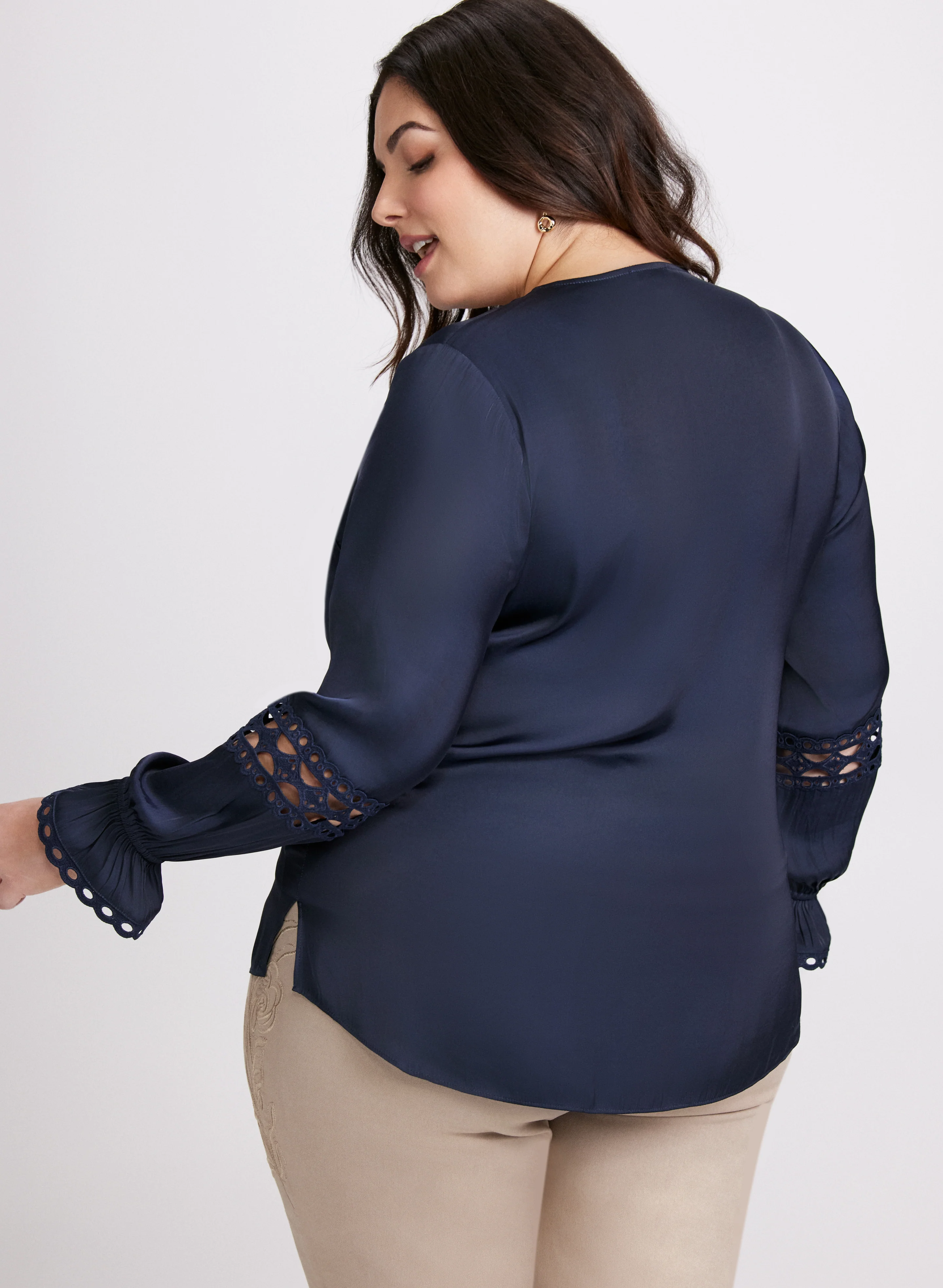 Satin Crochet Insert Blouse - Image 4