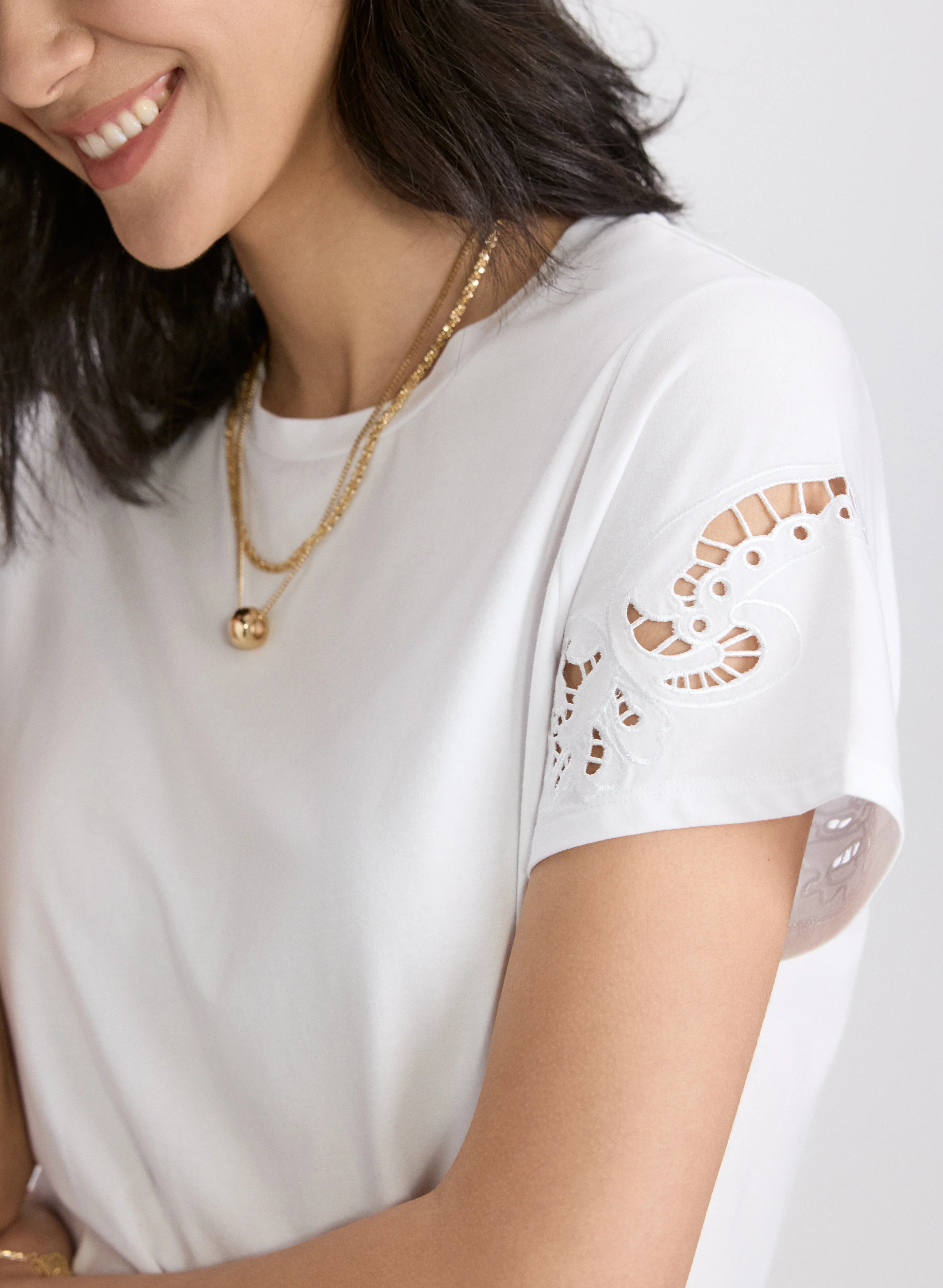 Embroidered Stretch-Cotton T-Shirt - Image 5