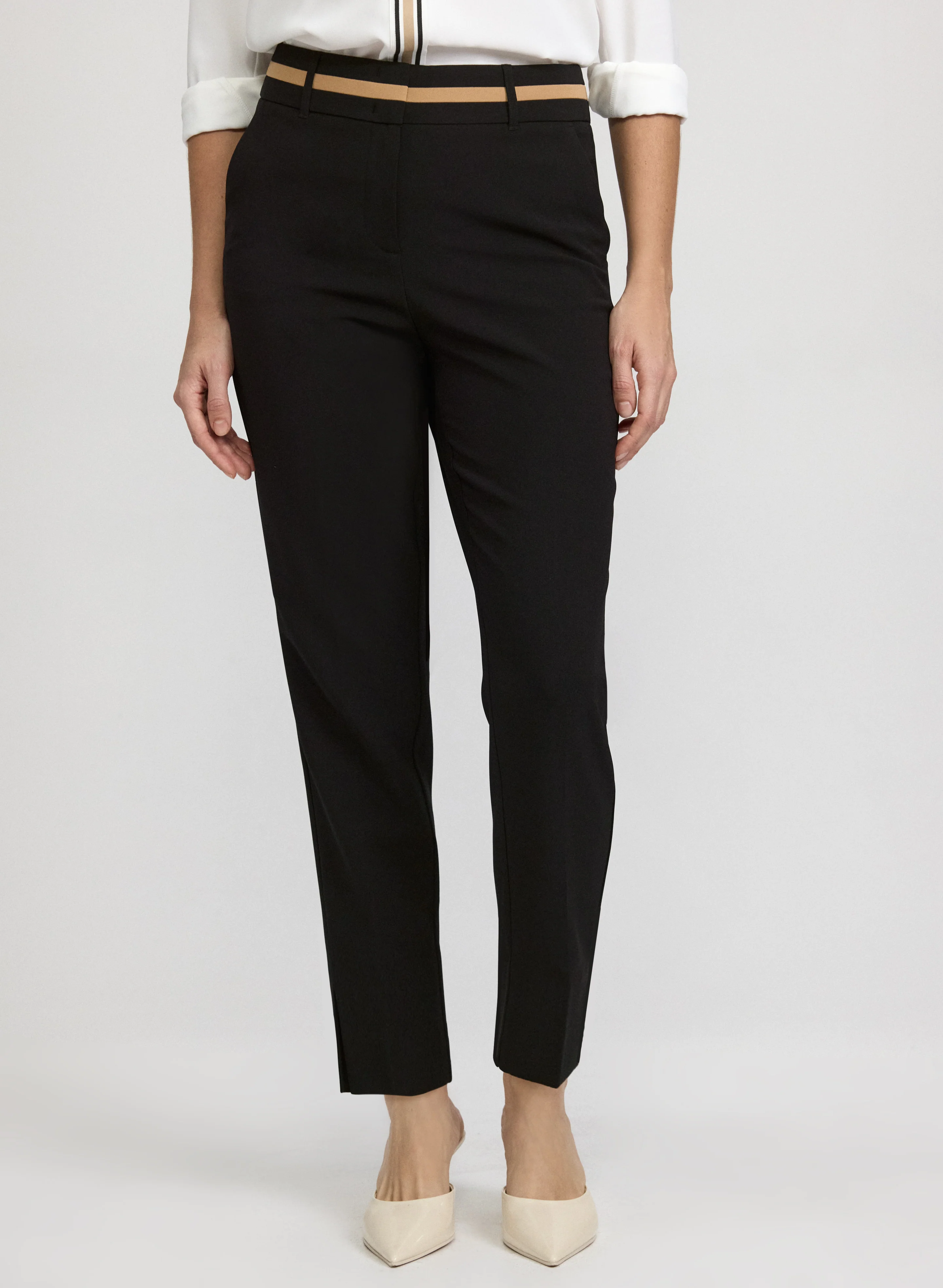 Emma Contrast Trim Slim-Leg Pants