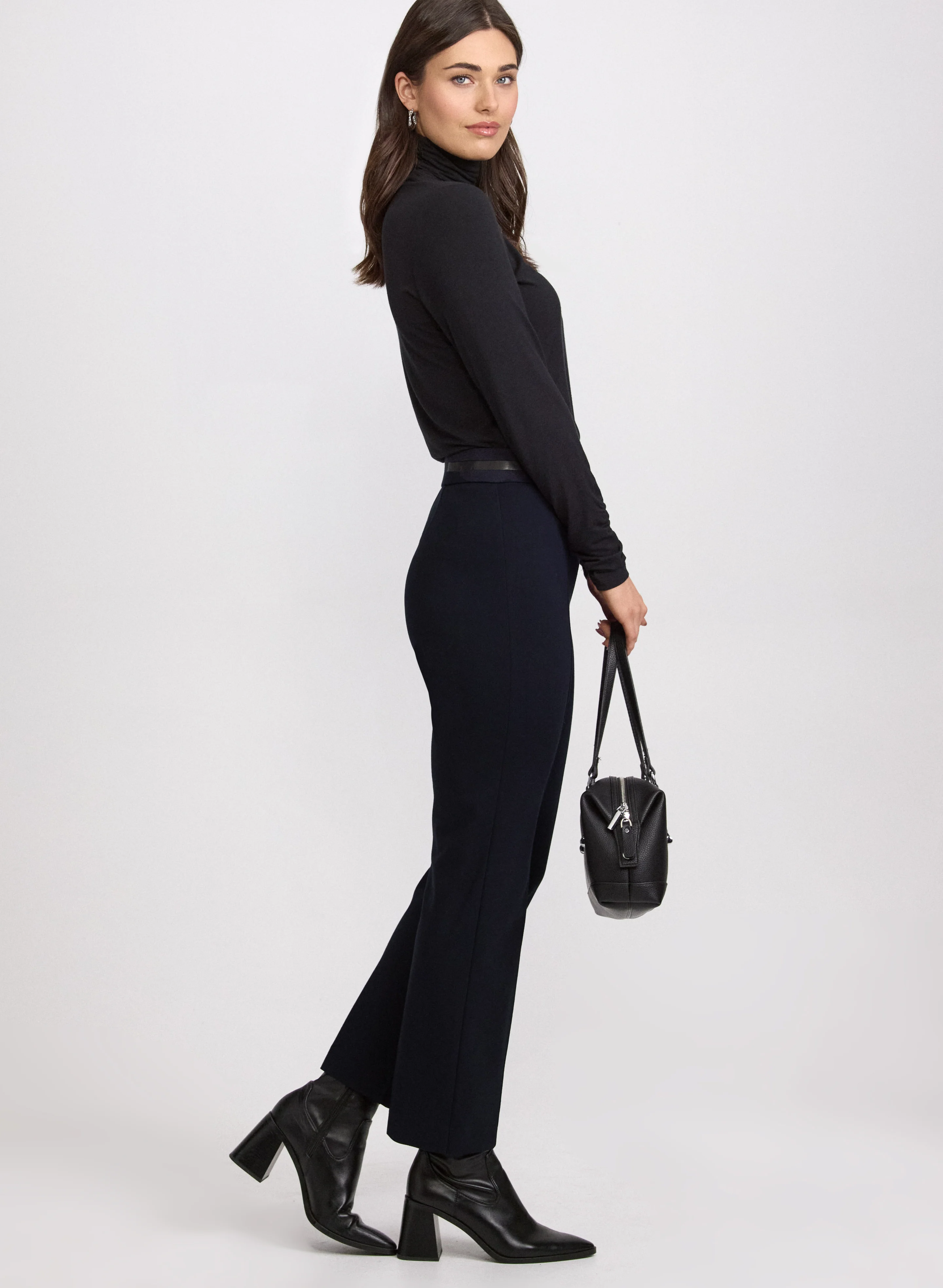 Sofia Vegan Leather Trim Straight-Leg Pants - Regular - Image 4