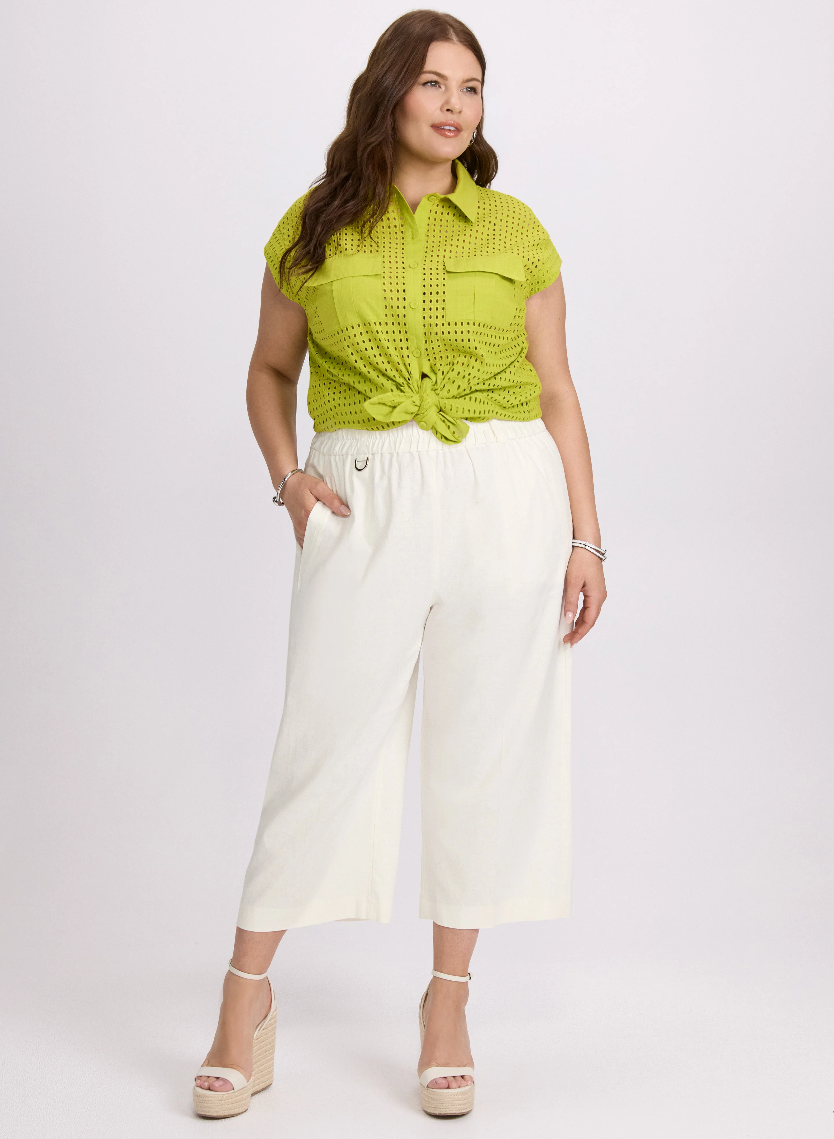 Eyelet Button-Down Blouse - Image 3