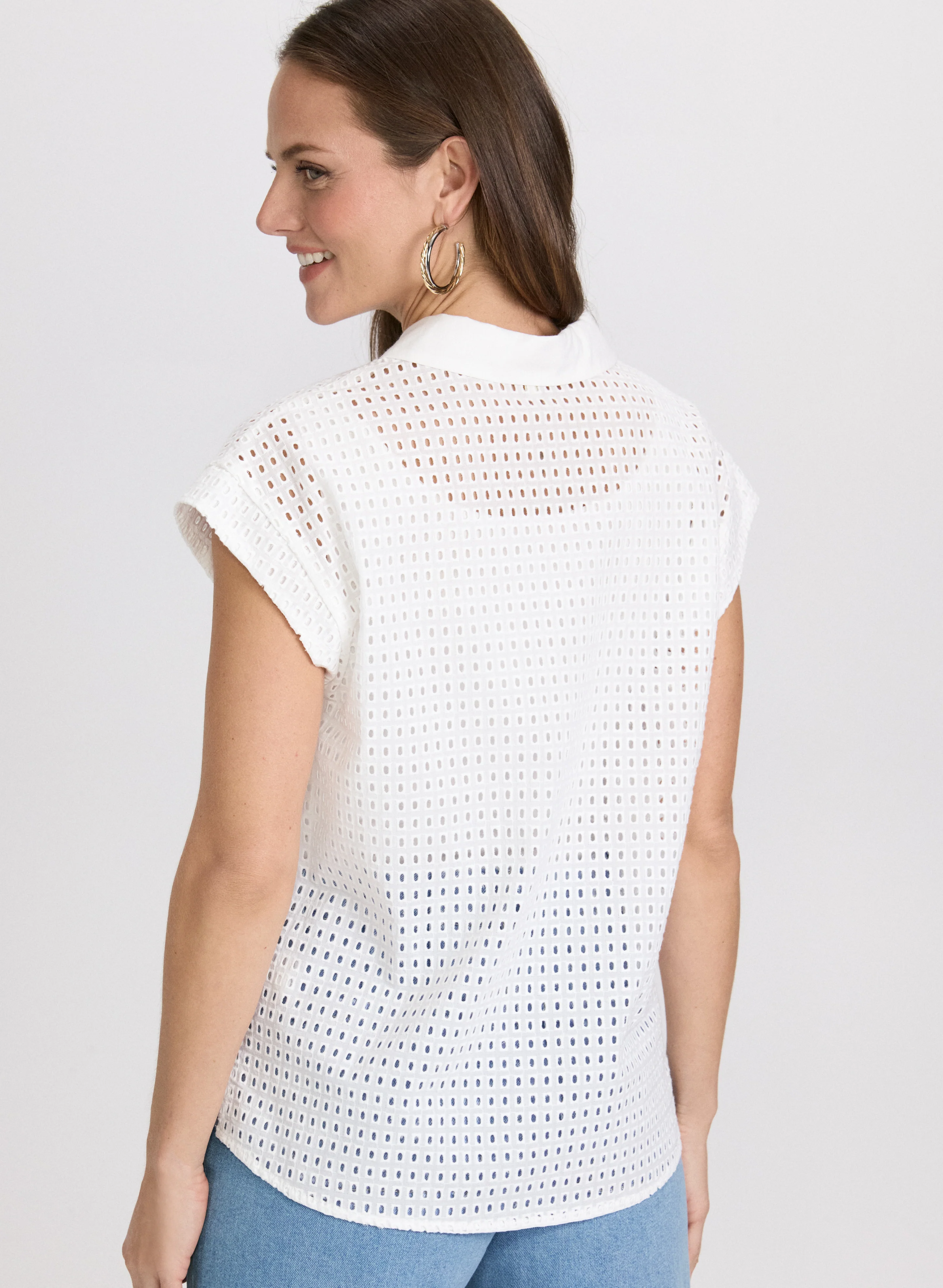 Eyelet Button-Down Blouse - Image 4