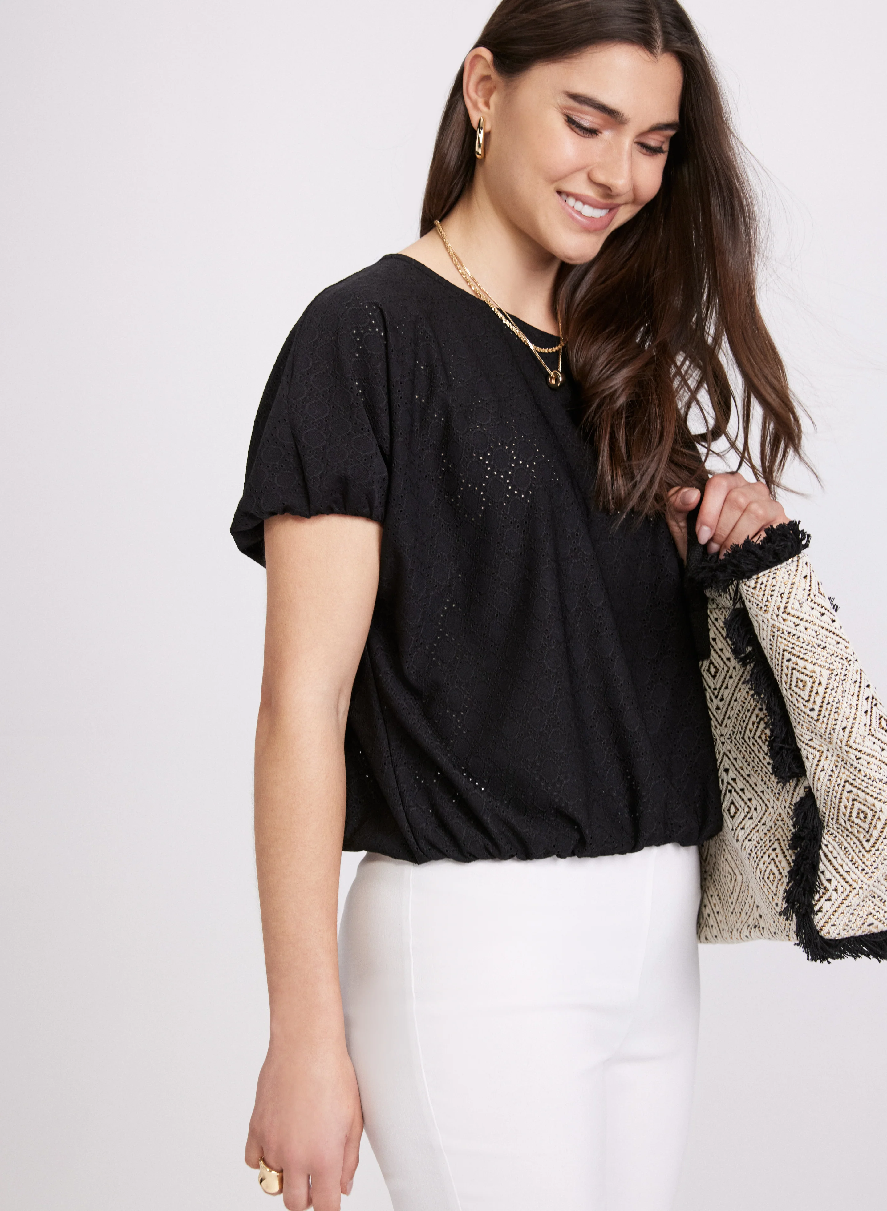Eyelet Short Sleeve Top - Image 2