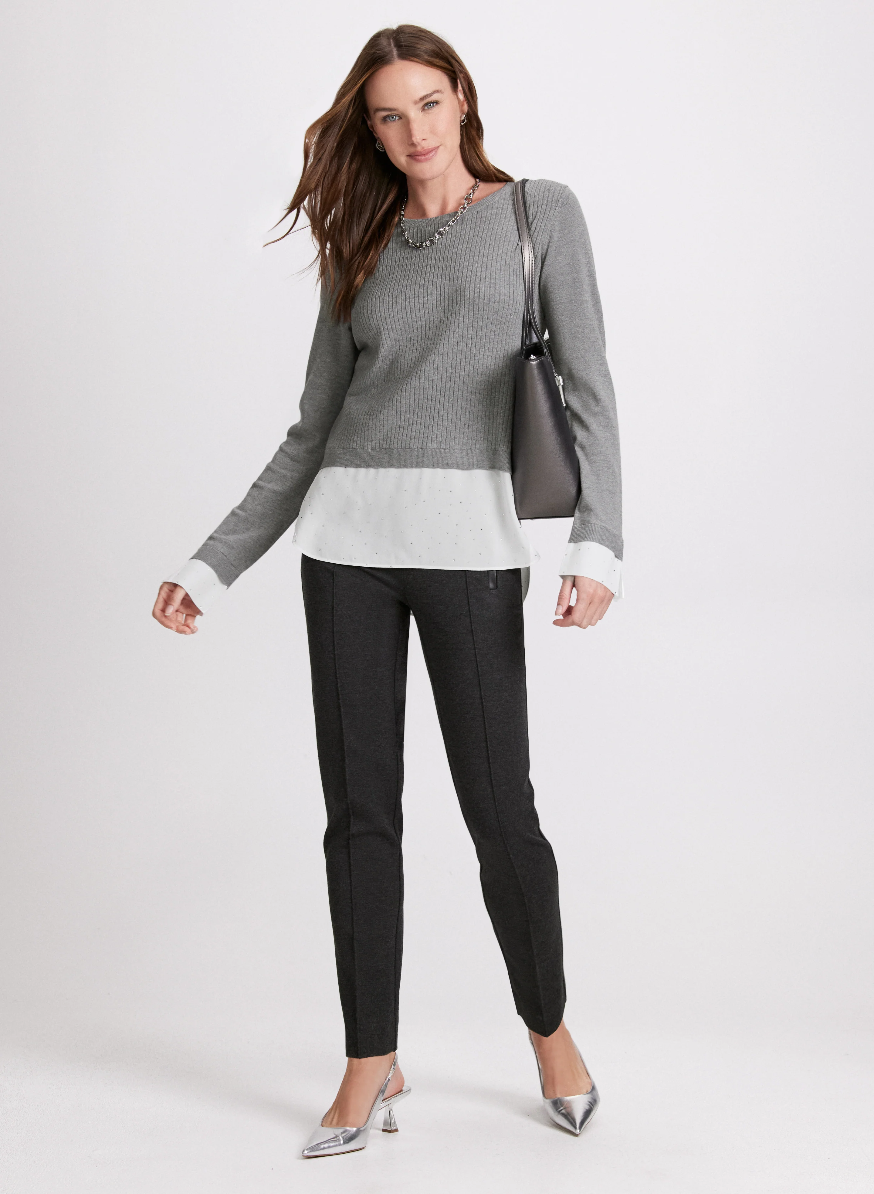 Faux Layered Pullover Sweater - Image 2