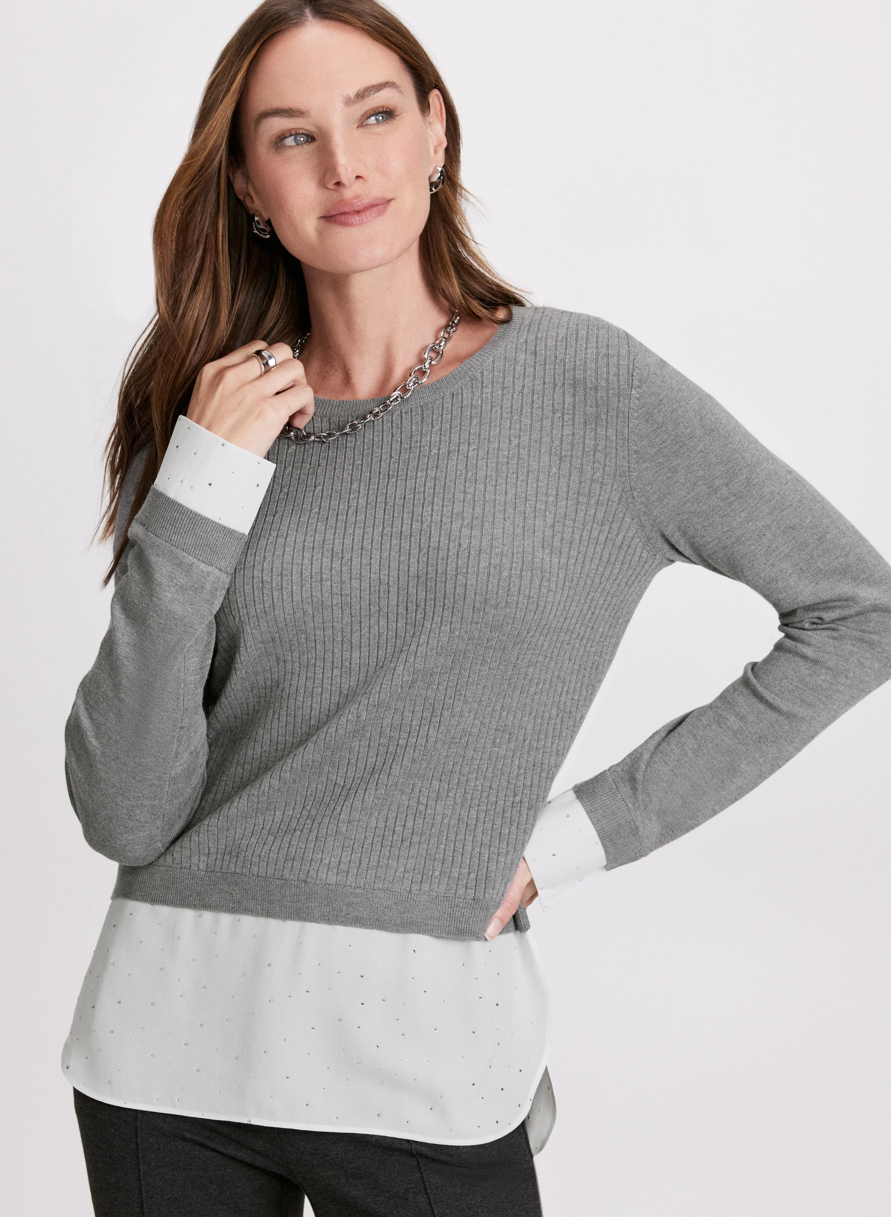 Faux Layered Pullover Sweater - Image 4