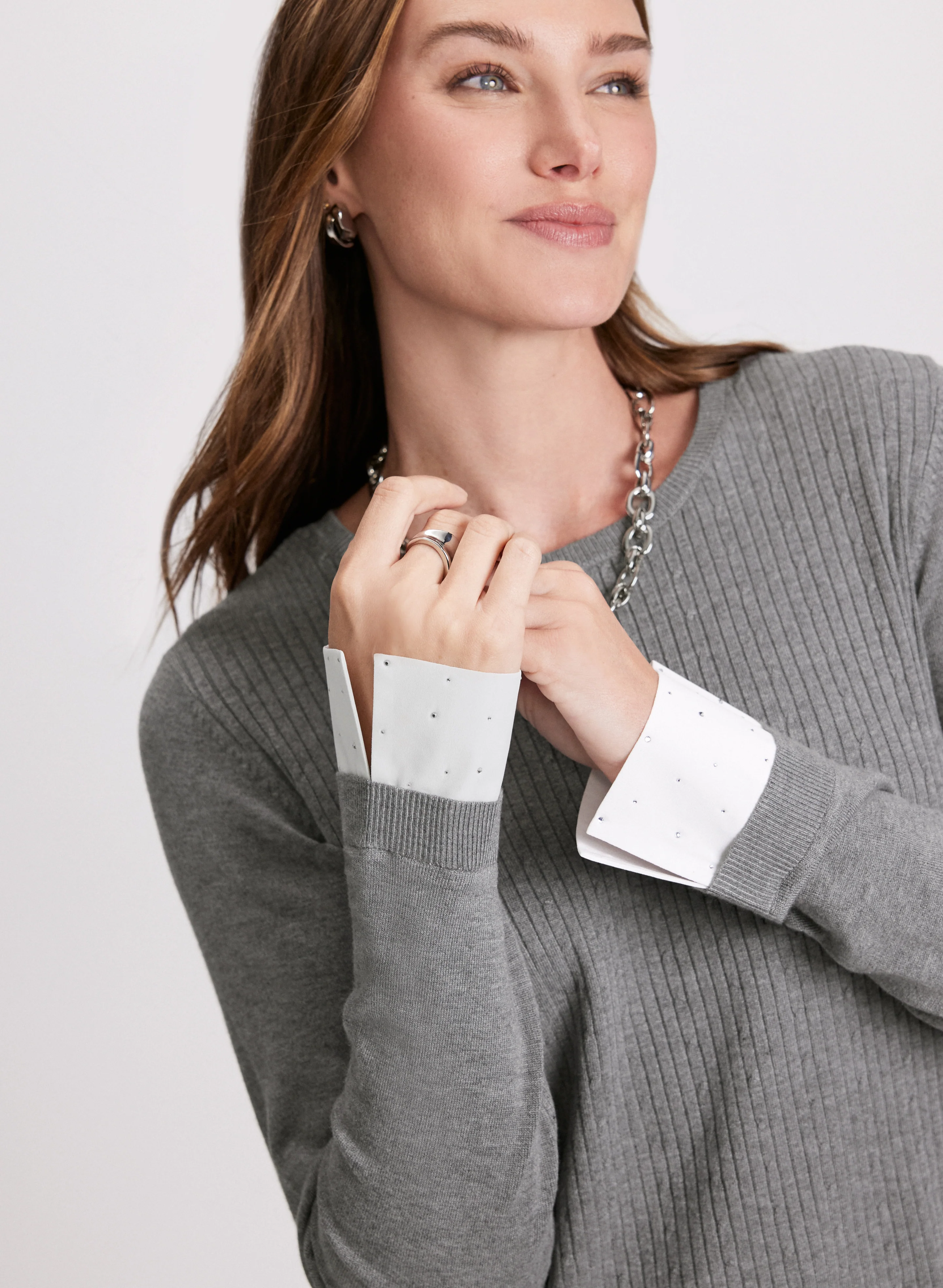 Faux Layered Pullover Sweater - Image 7