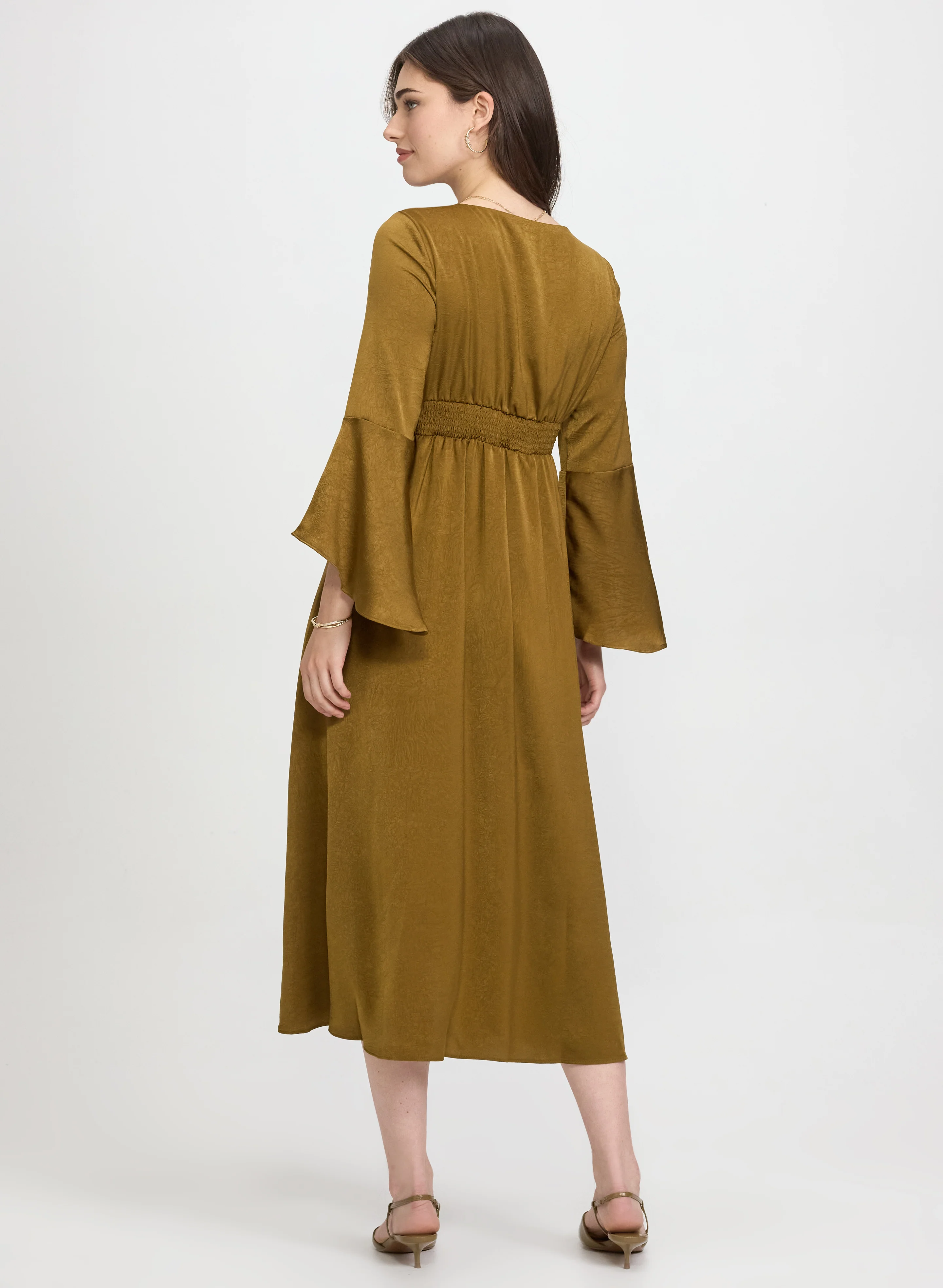 Faux-Suede Bell Sleeve Dress - Image 2