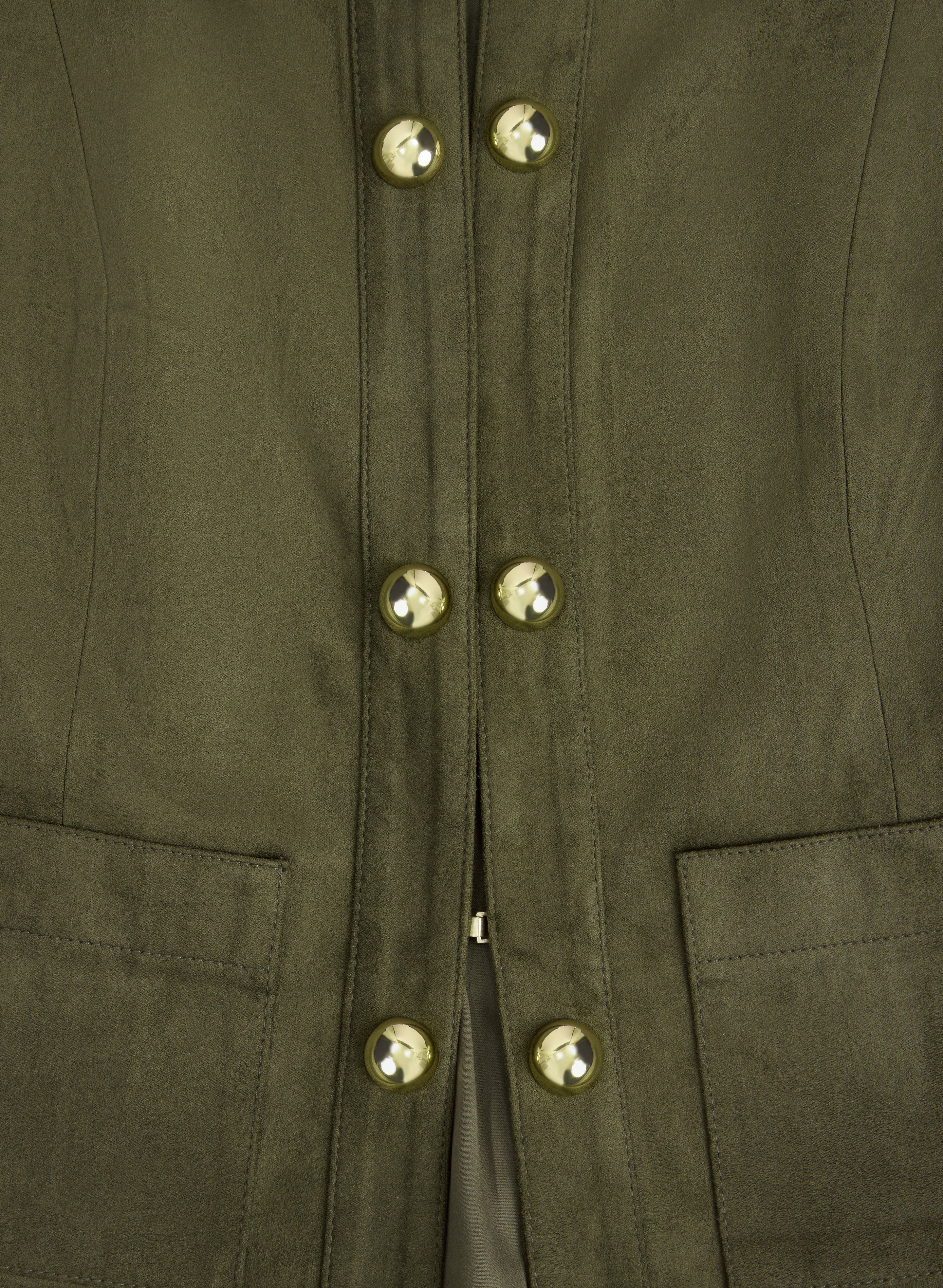 Faux-Suede Dome Button Jacket - Image 7