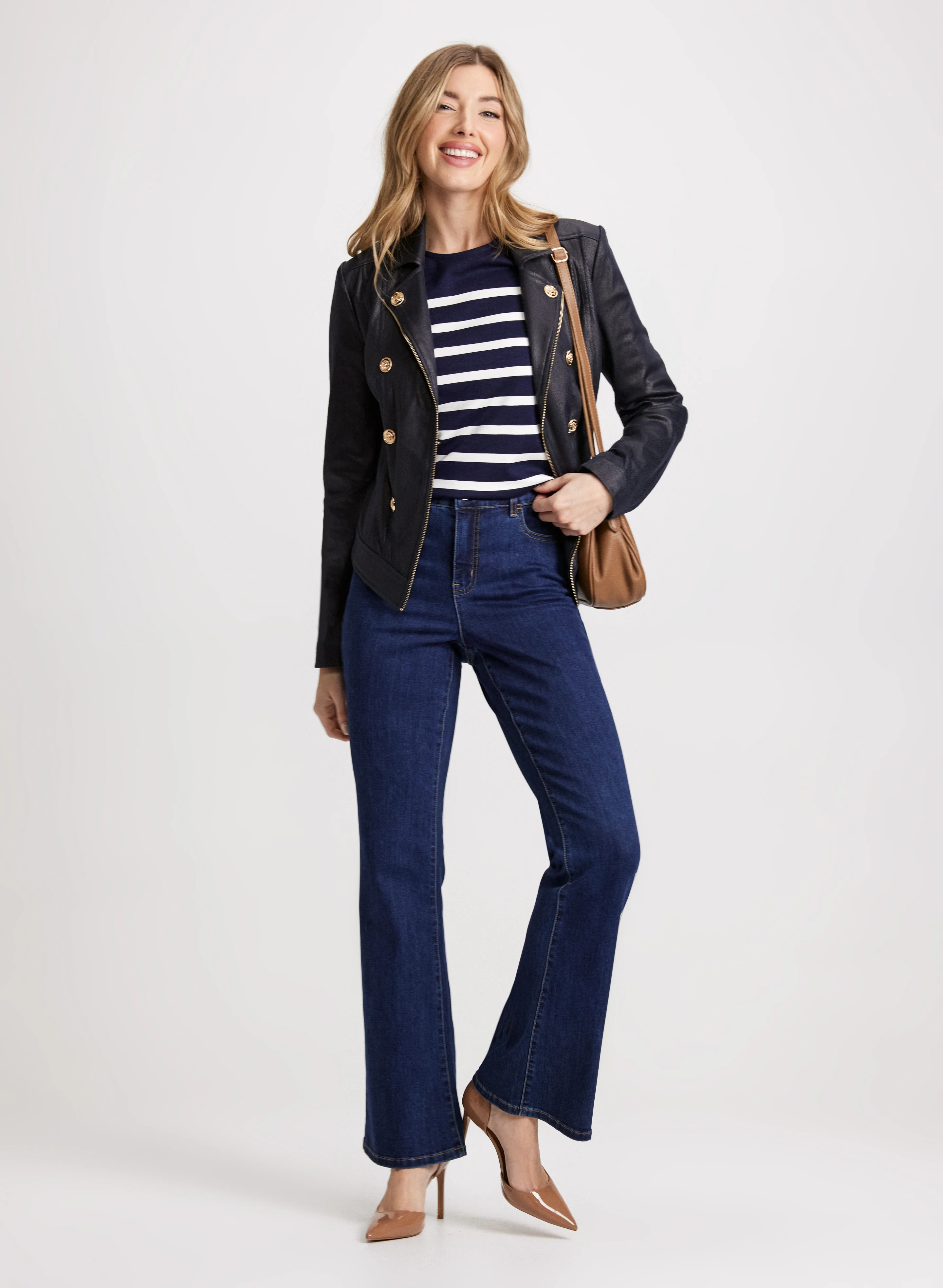 Faux Suede Jacket & Bootcut Jeans