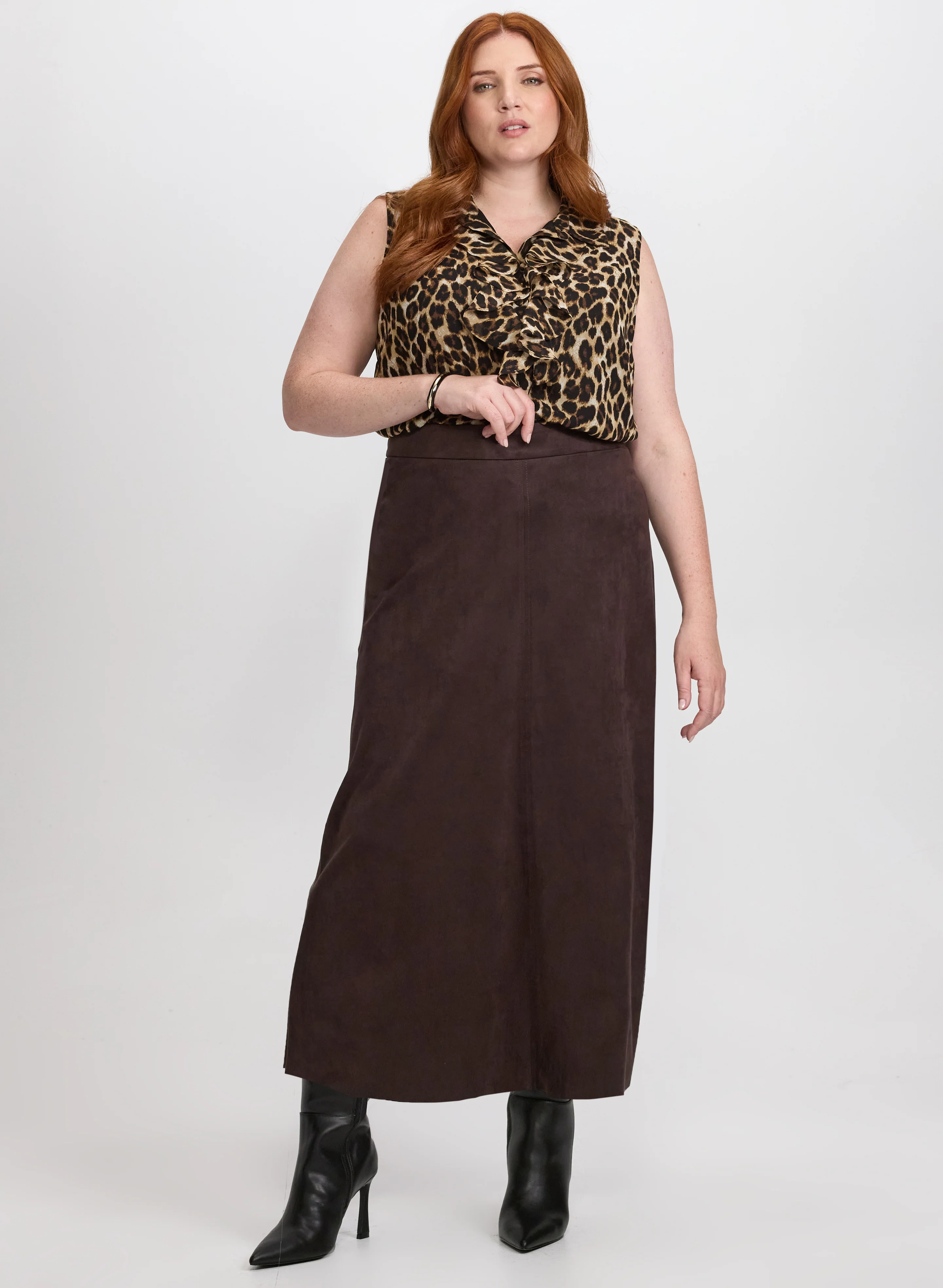 Faux-Suede Midi Skirt - Image 3
