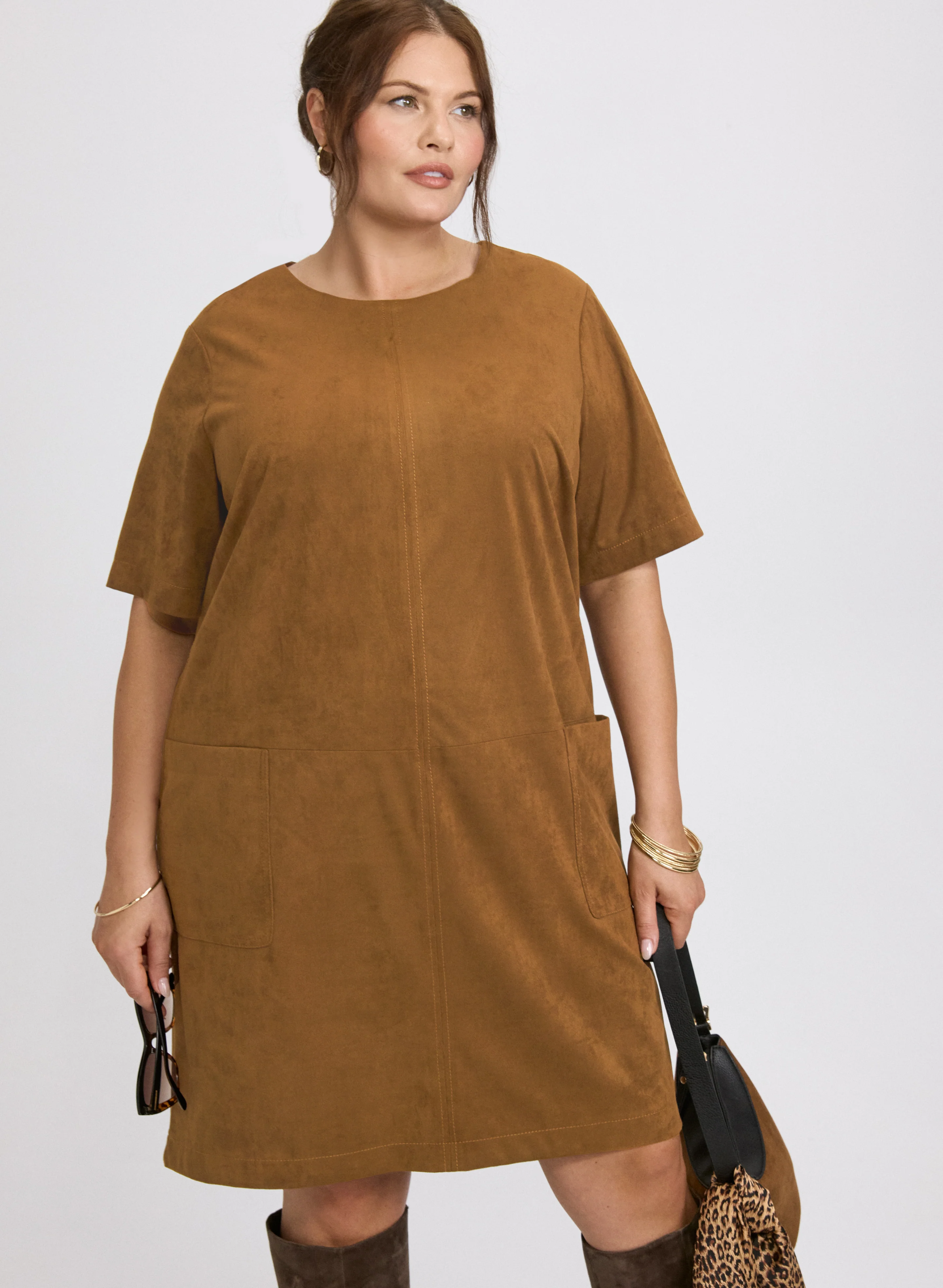 Faux-Suede Shirt Dress - Image 2