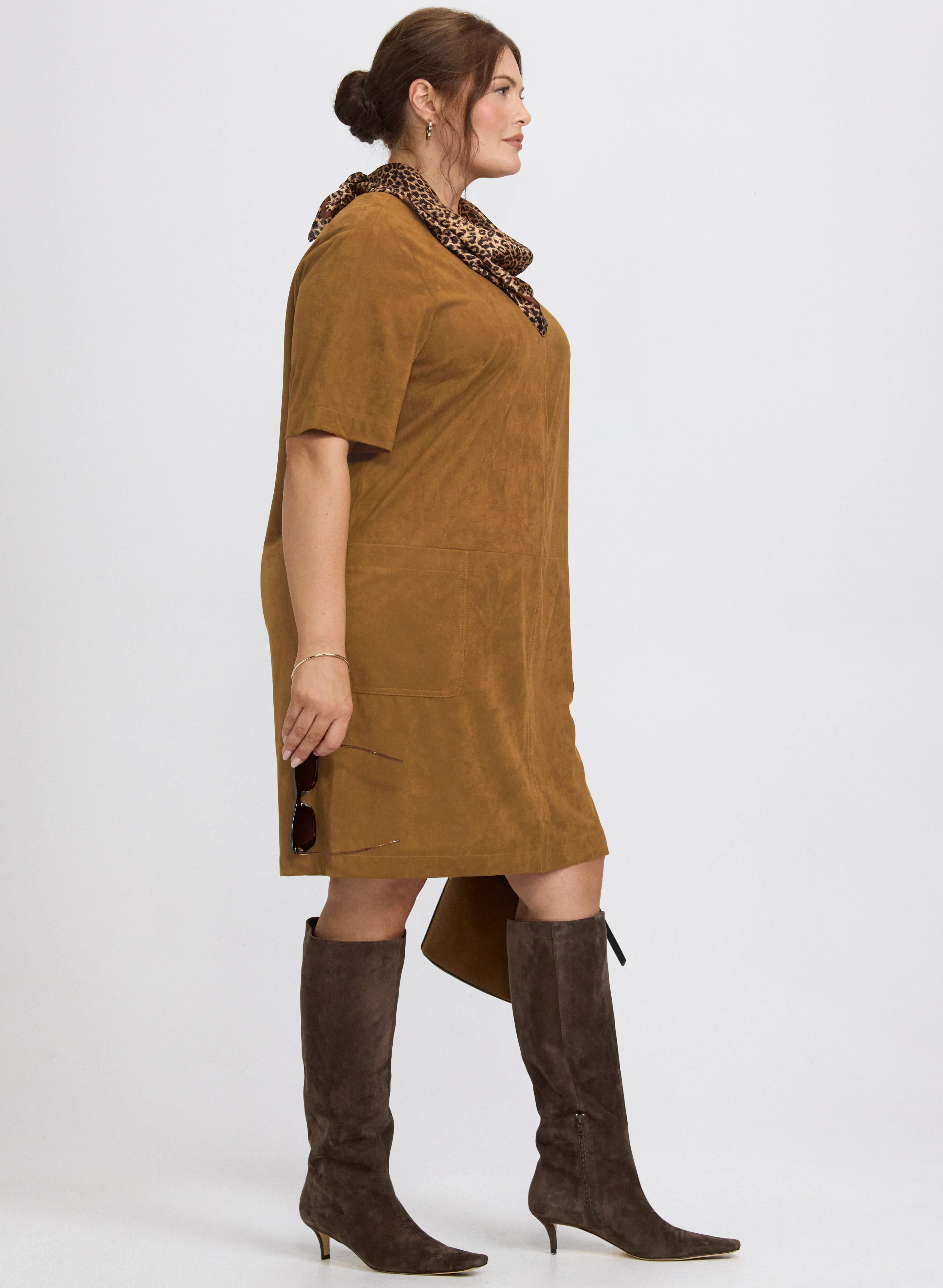 Faux-Suede Shirt Dress - Image 3