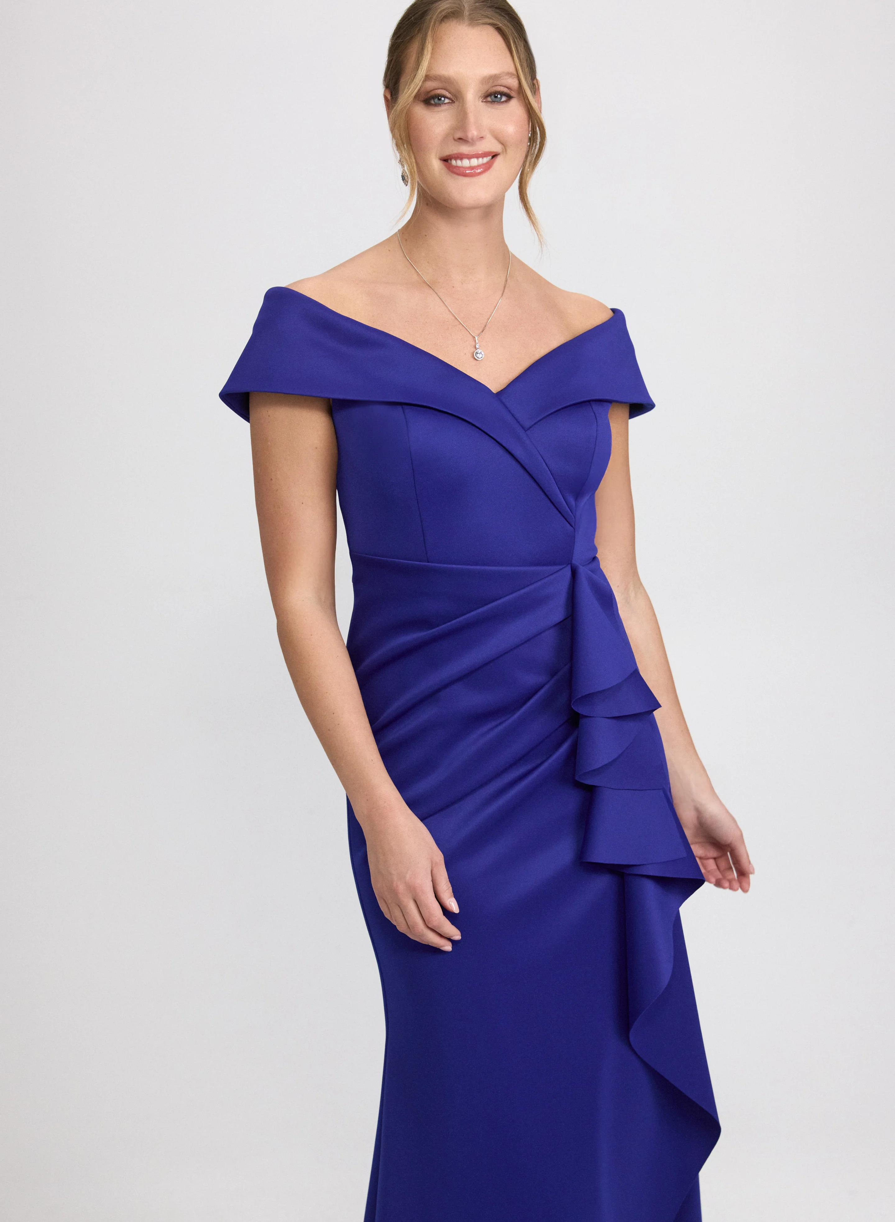 Fitted Ruffle Detail Dress - Image 8
