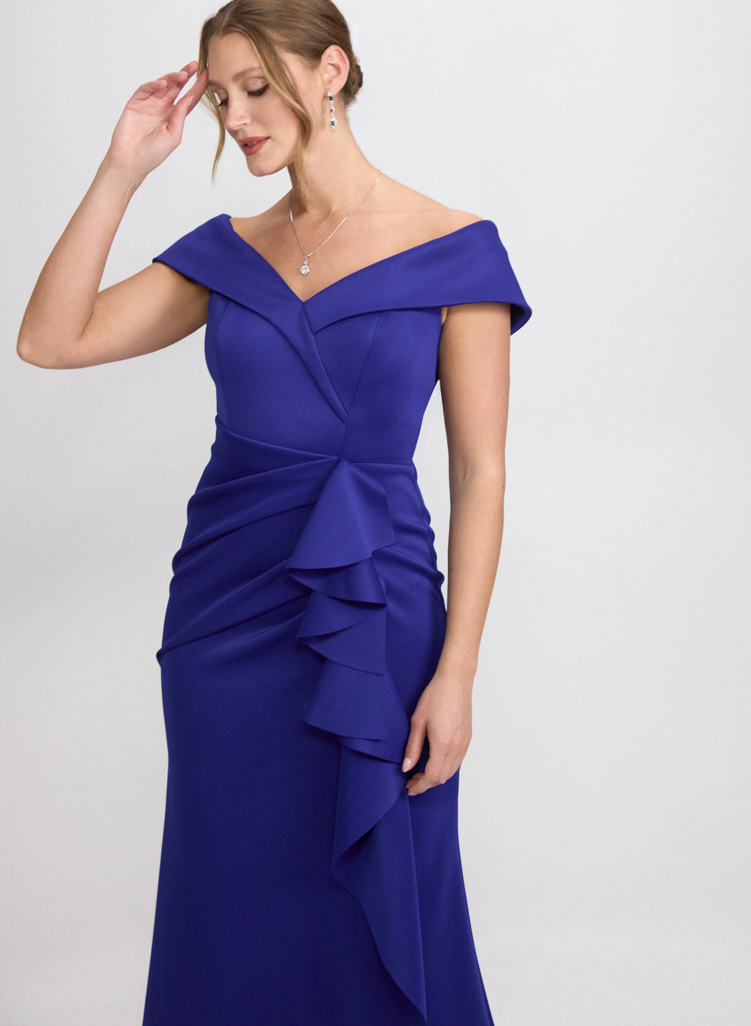 Fitted Ruffle Detail Dress - Image 9