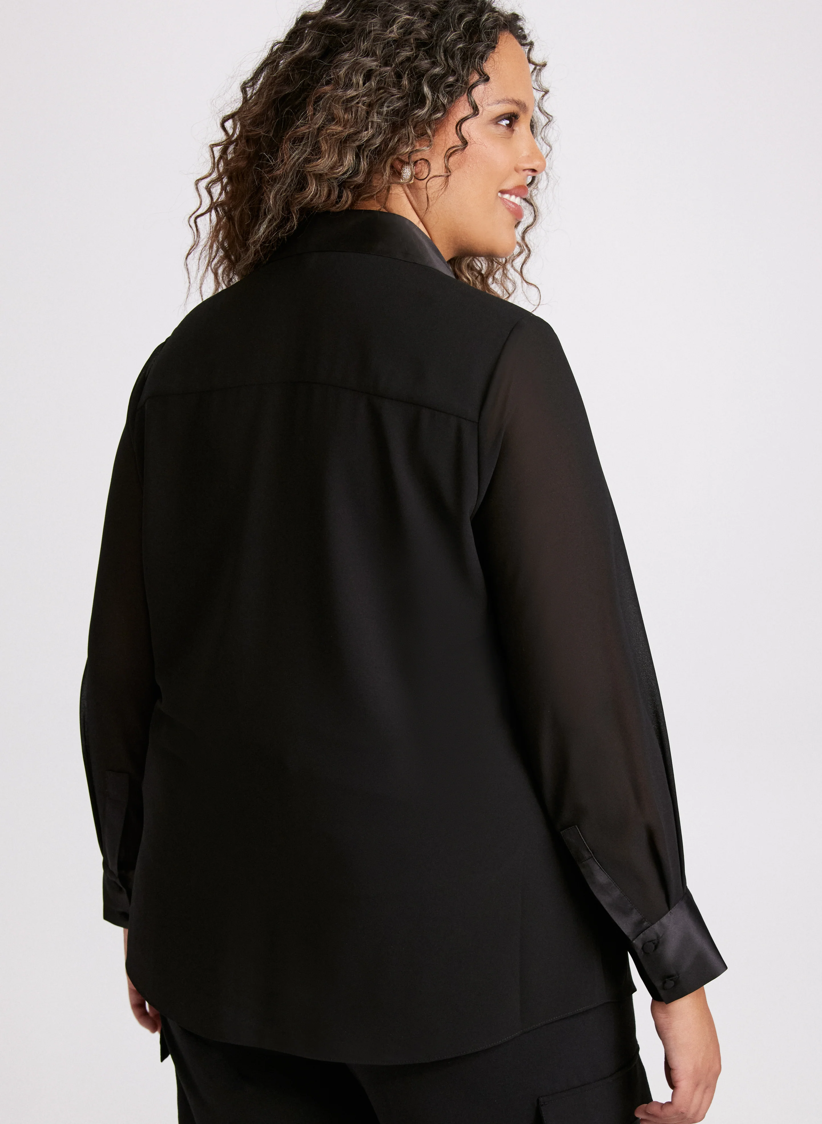 Floral Applique Button-Down Blouse - Image 4