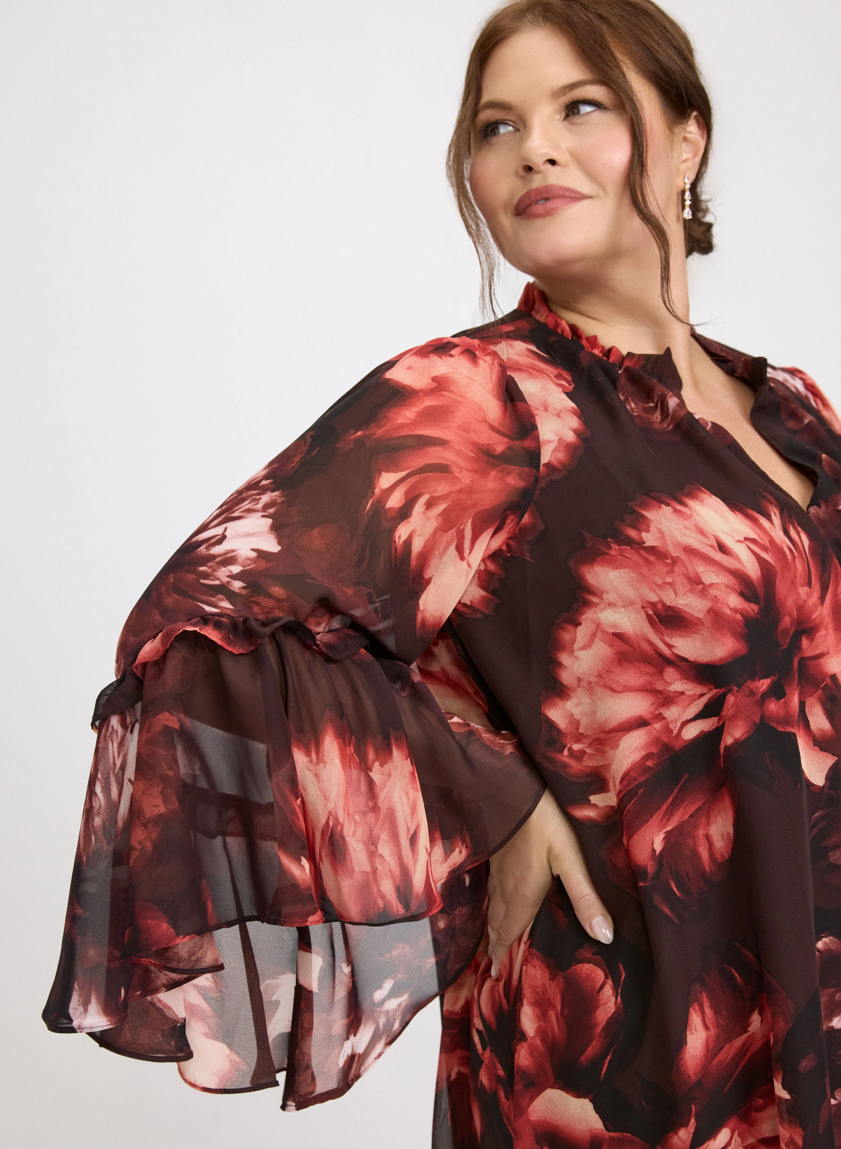 Floral Bell Sleeve Dress - Image 5