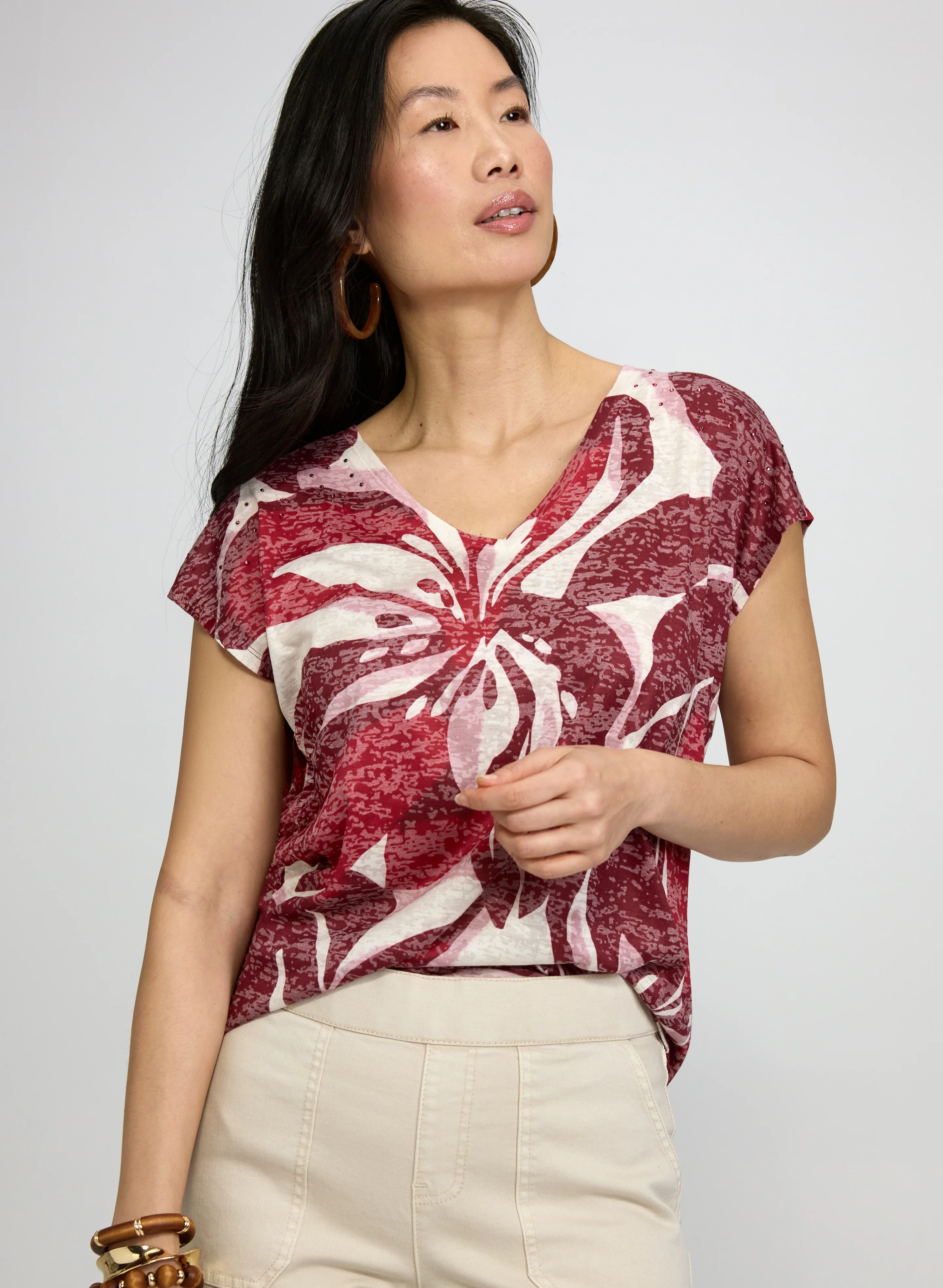 Floral Cap Sleeve T-Shirt