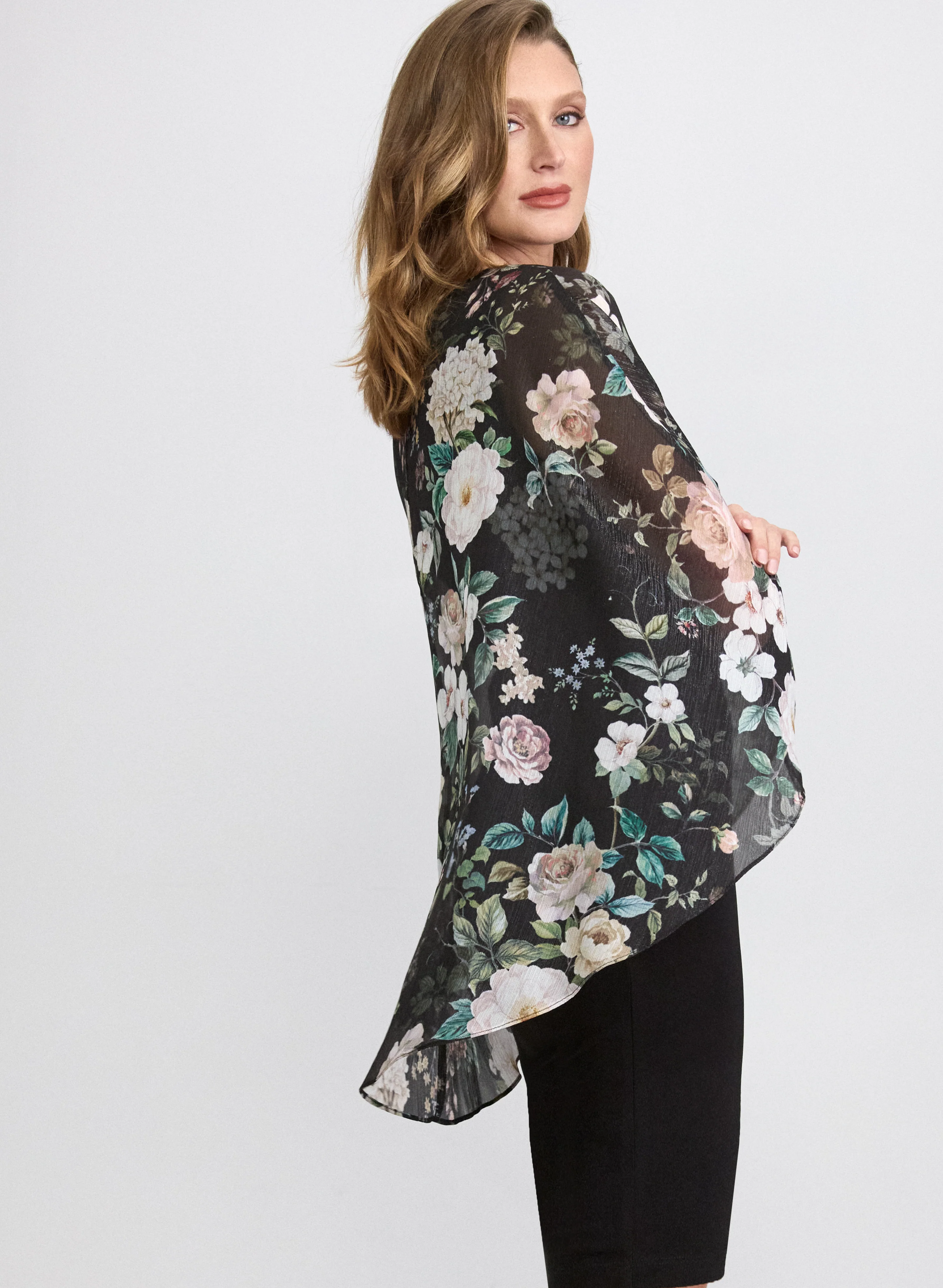Floral Capelet Overlay Dress - Image 2