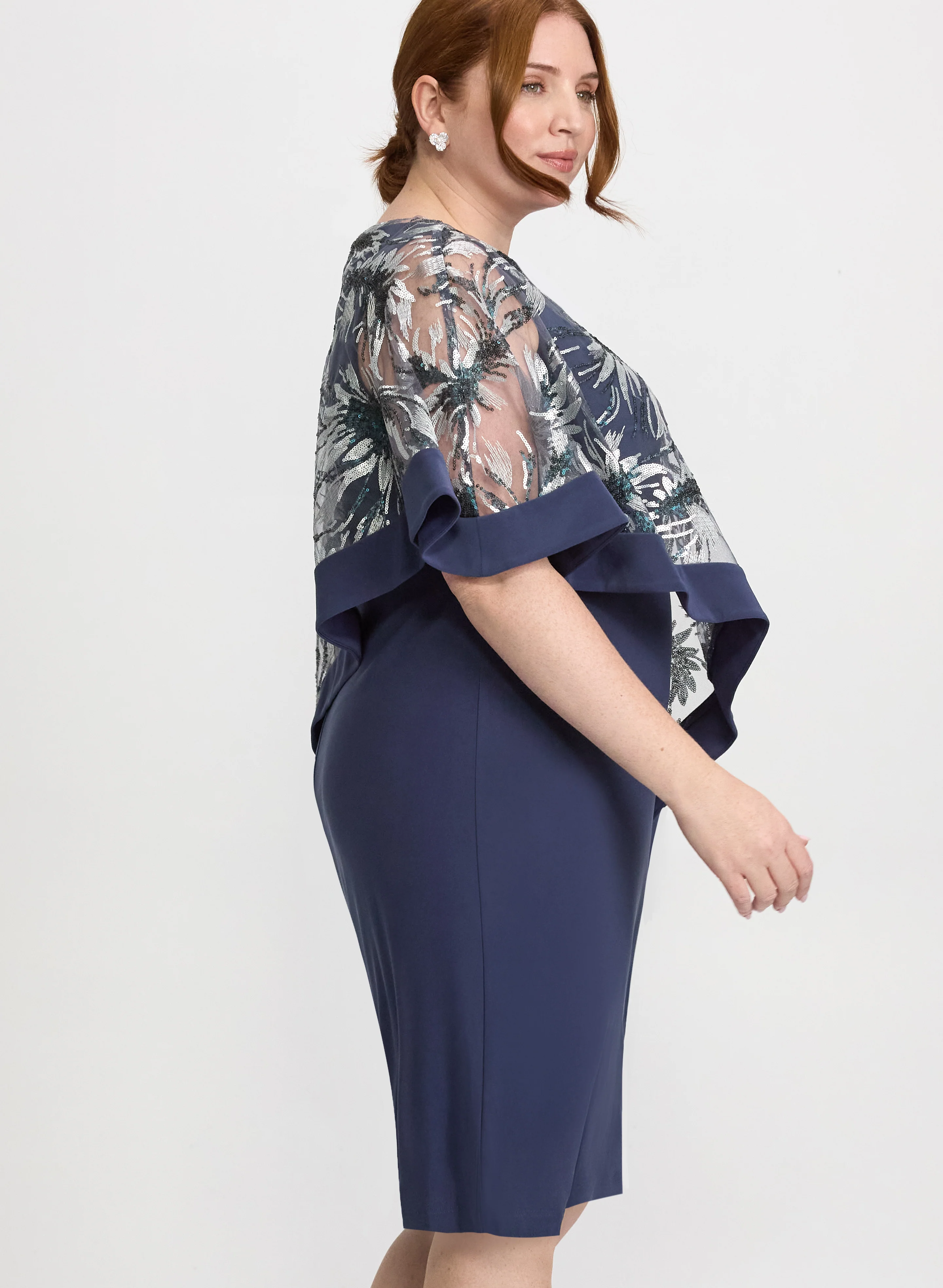 Floral Capelet Overlay Dress - Image 3