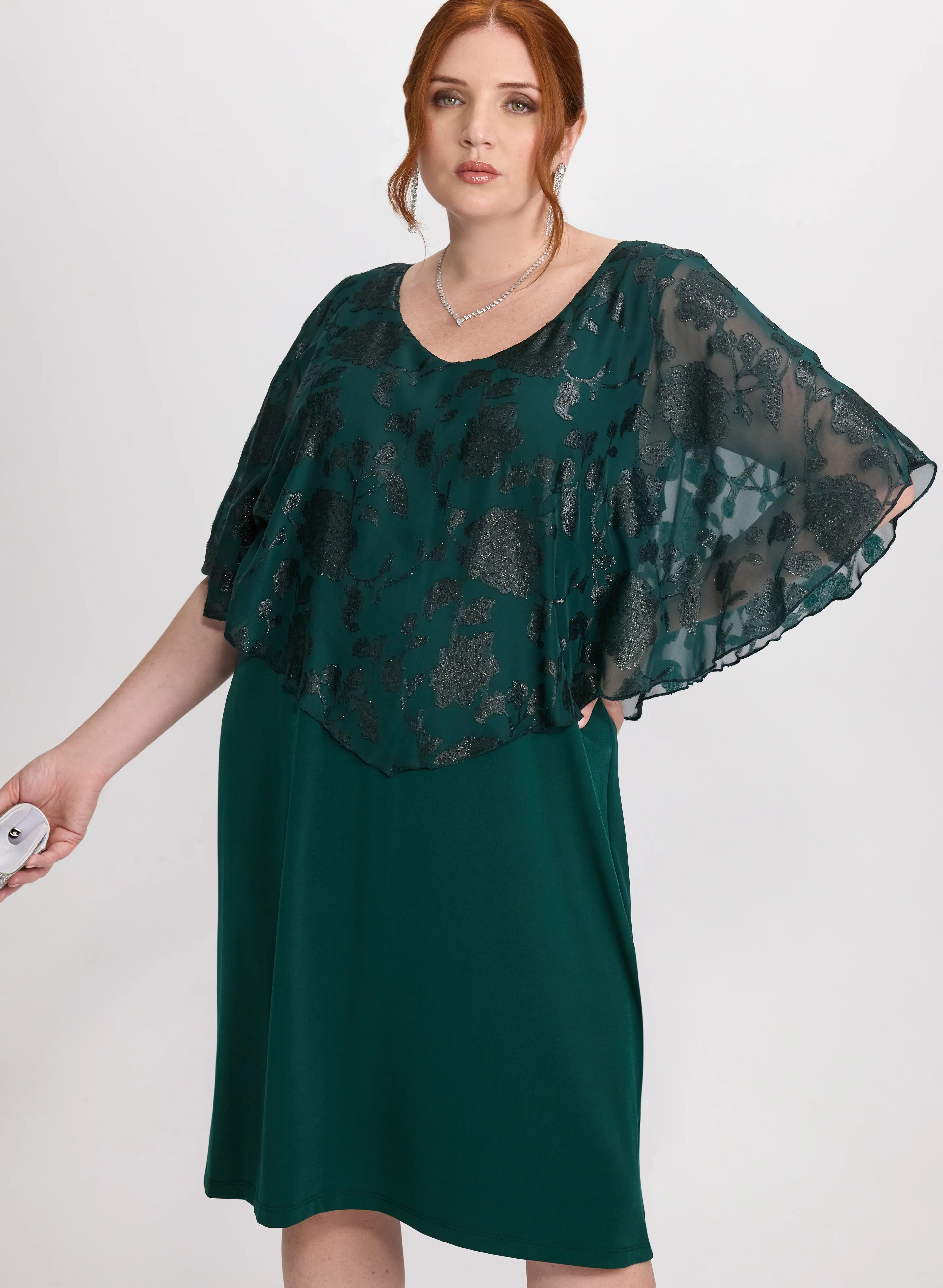 Floral Capelet Overlay Dress - Image 4
